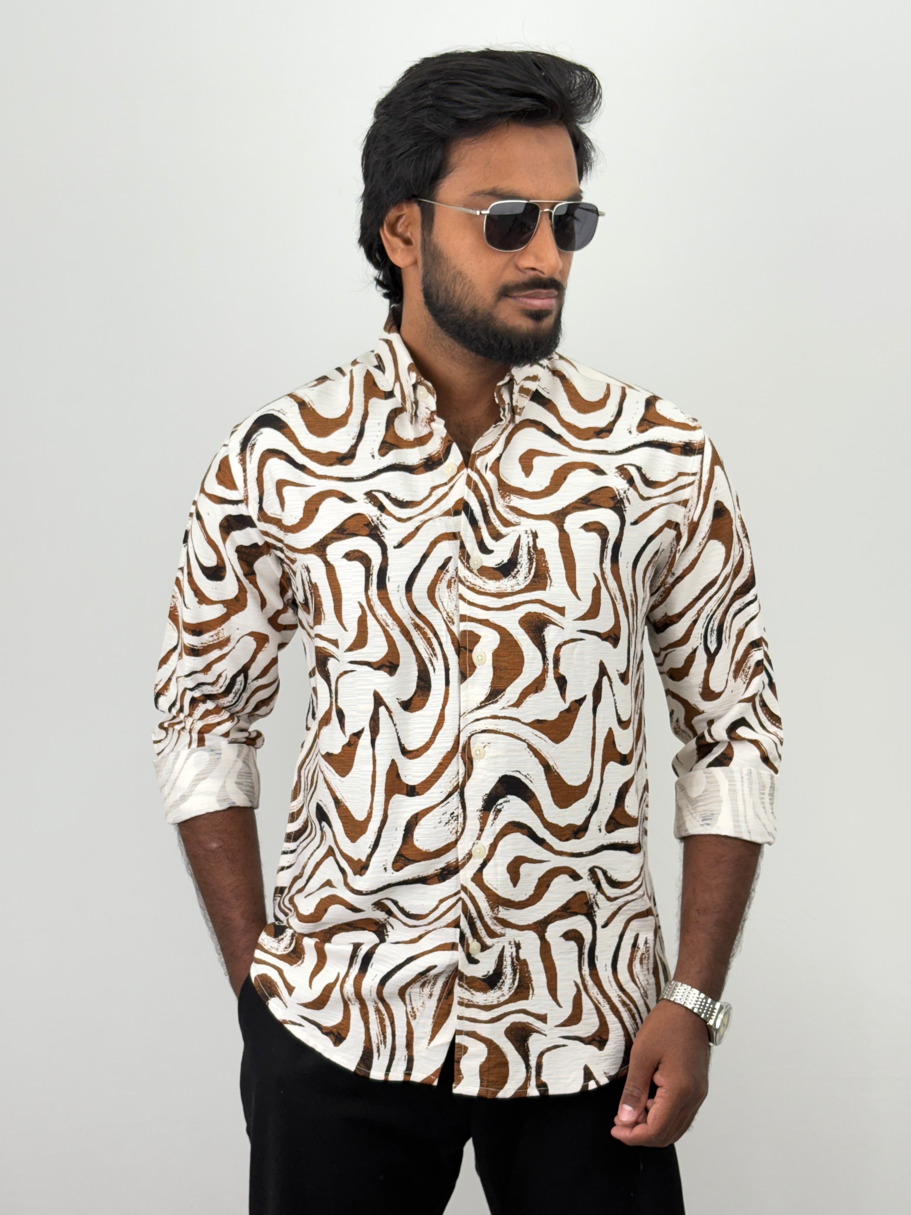 Brown Abstract Printed Shirt