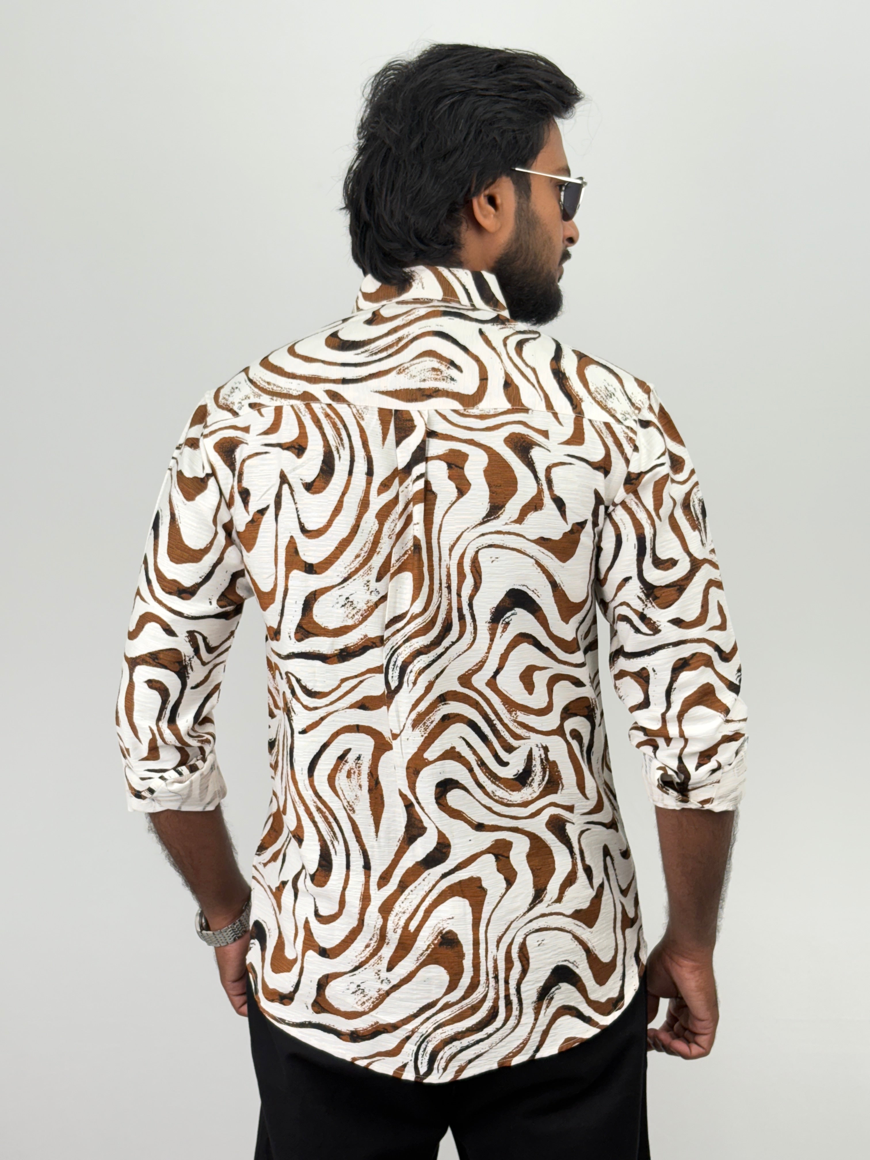 Brown Abstract Printed Shirt