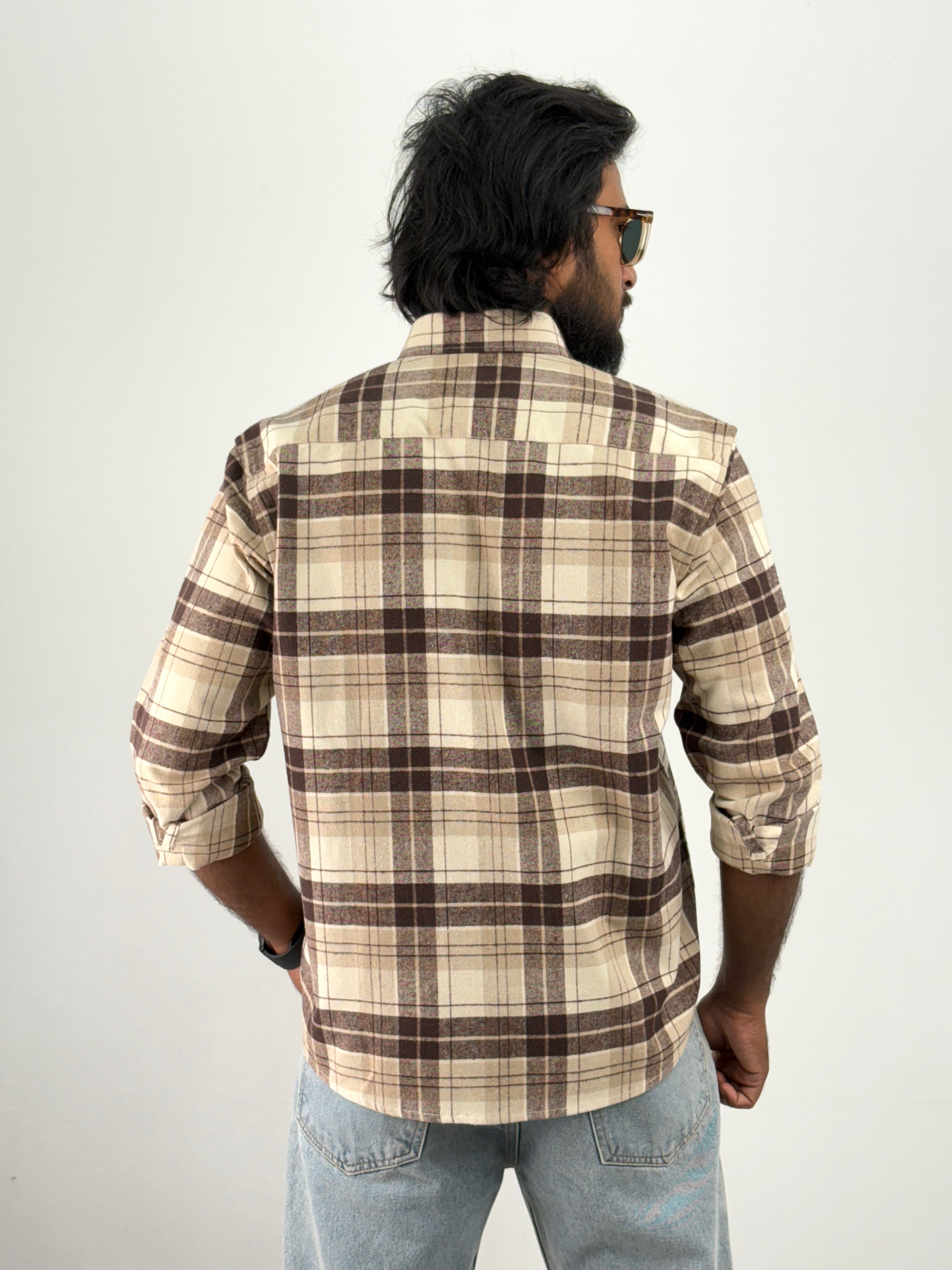Beige Brown Flannel Shirt