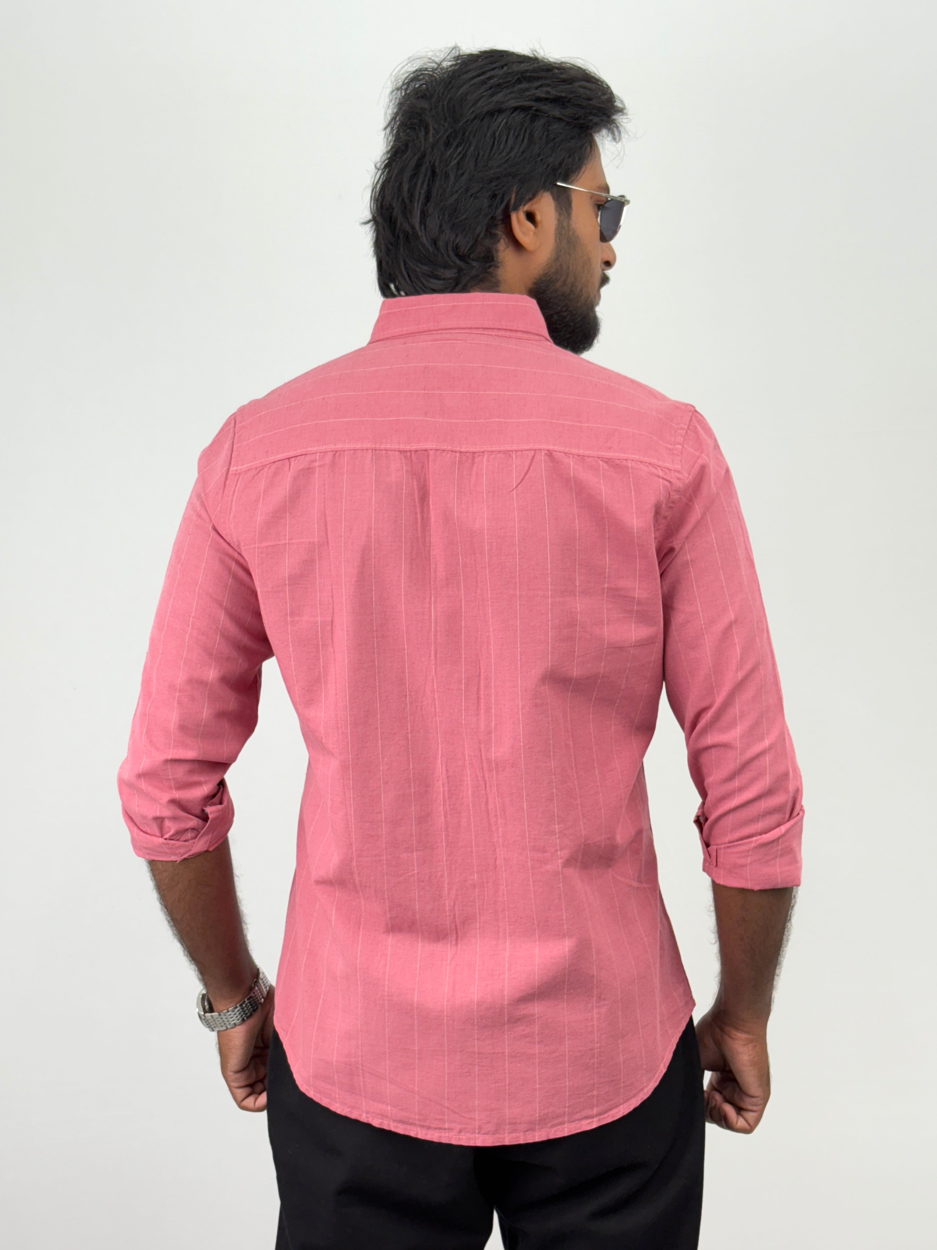 Dark Peach Linen Stripe shirt