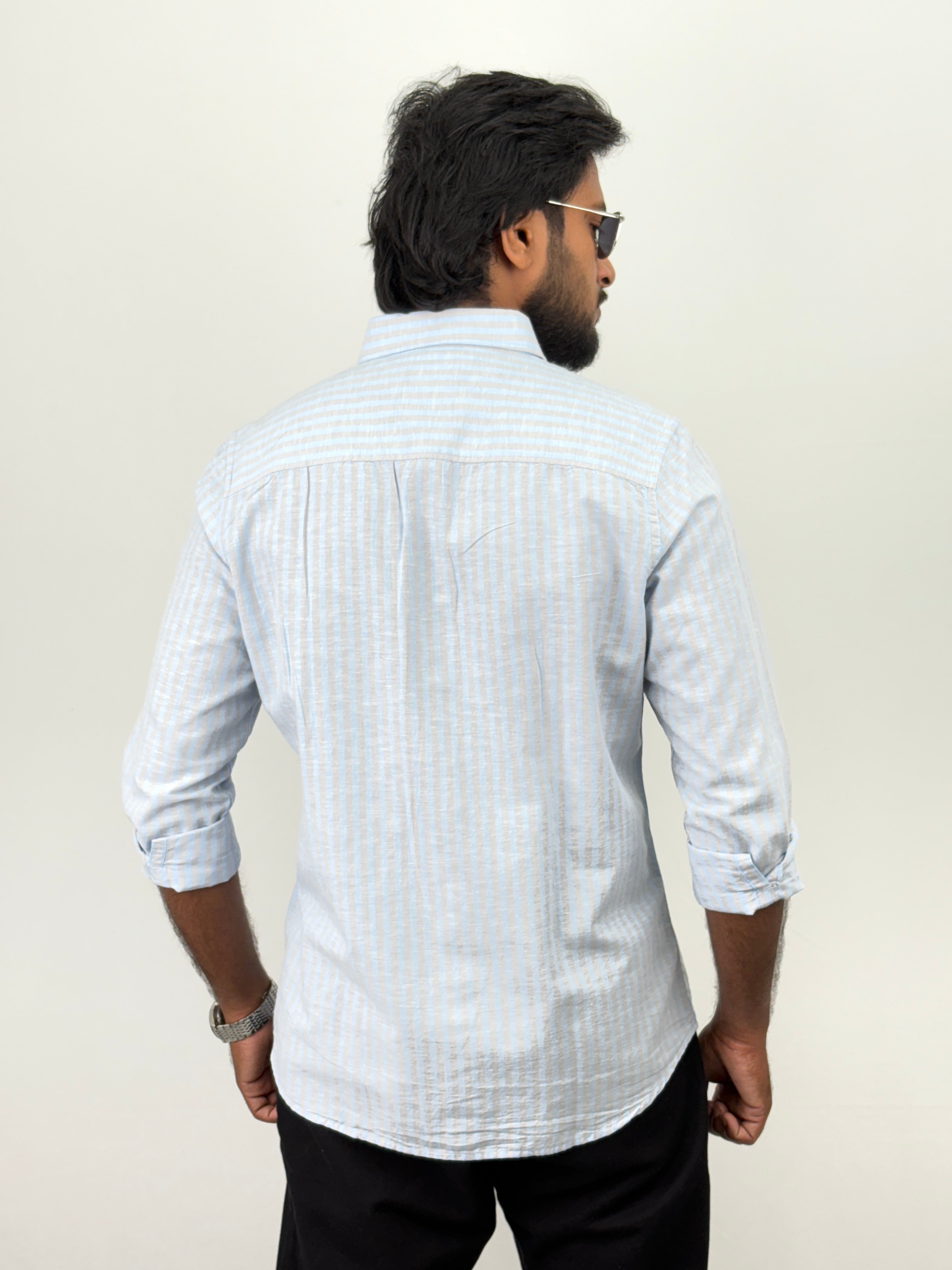 Blue Grey Linen Stripe shirt