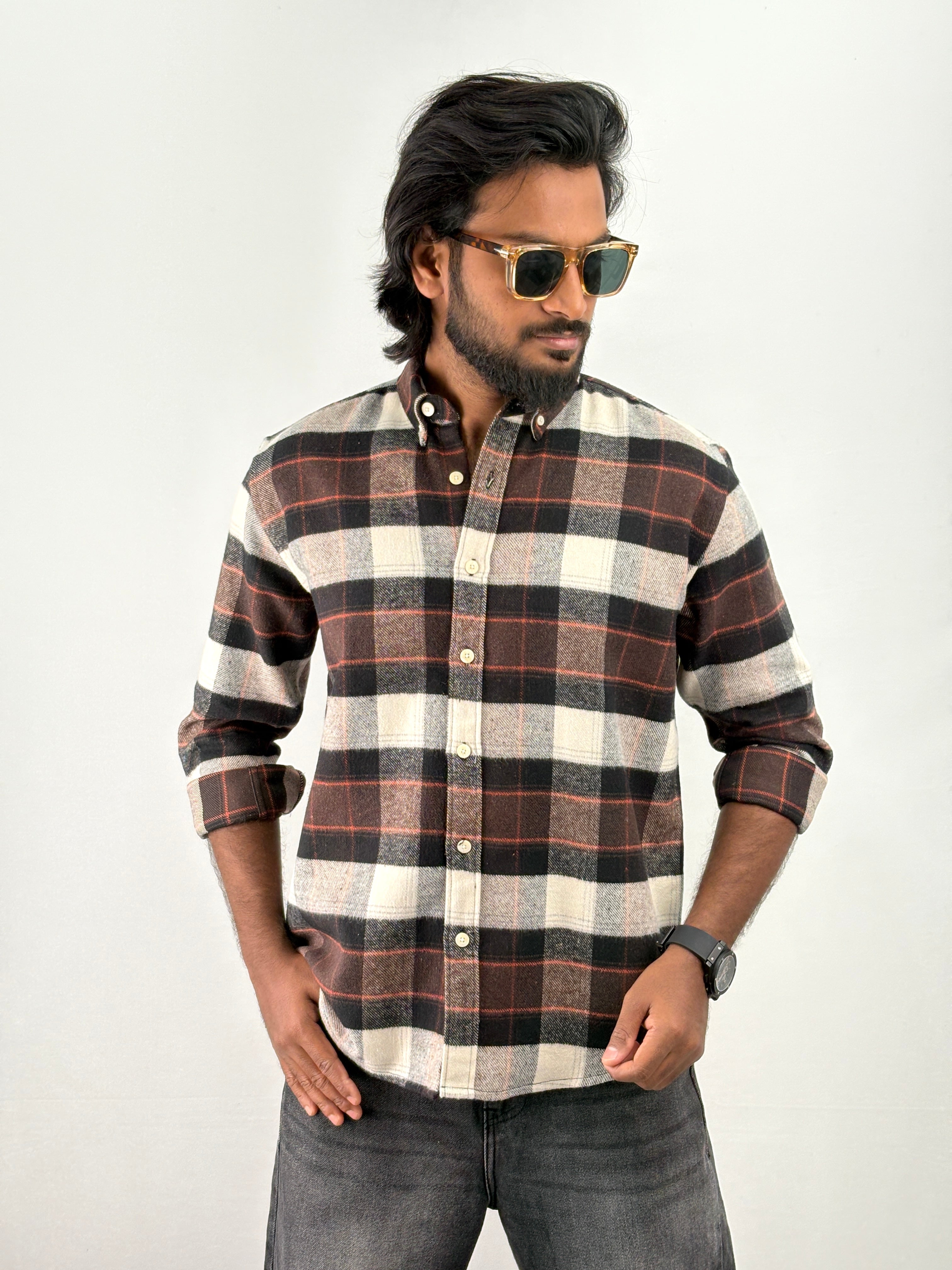 Black Orange Flannel Shirt