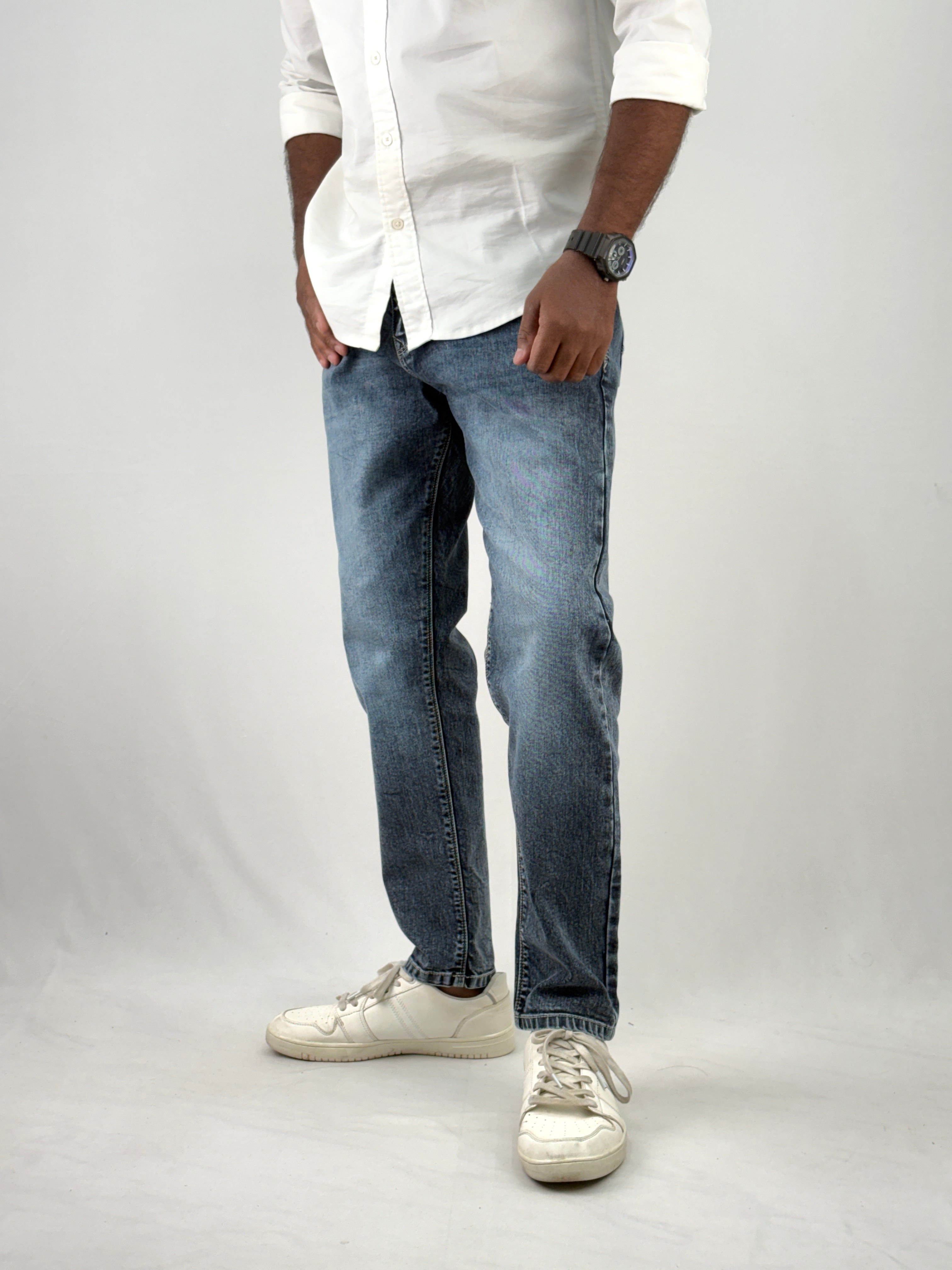 Grey Acid Wash Ankle Fit Jean