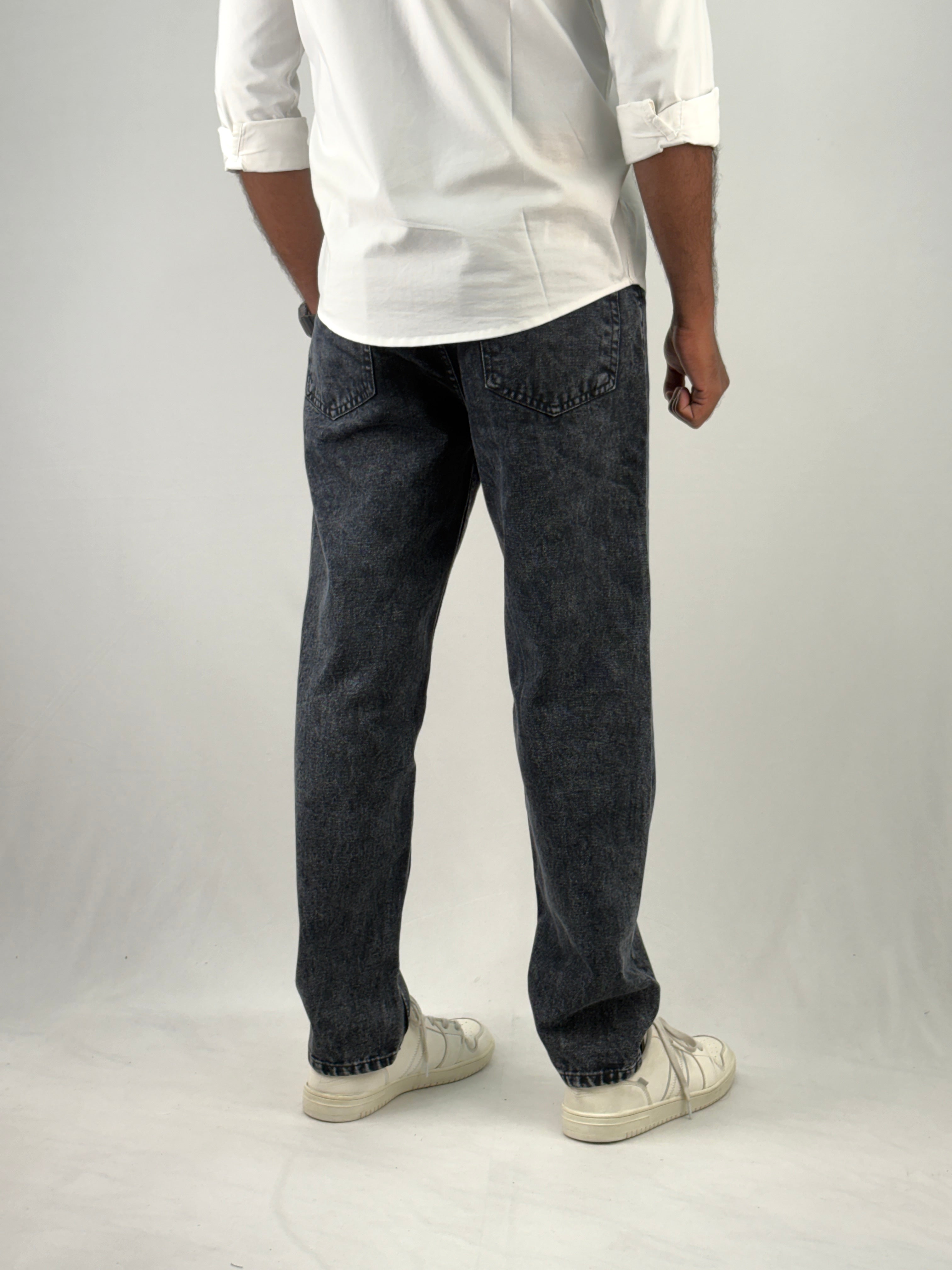 Black Acid Wash Semi Baggy Jean 2