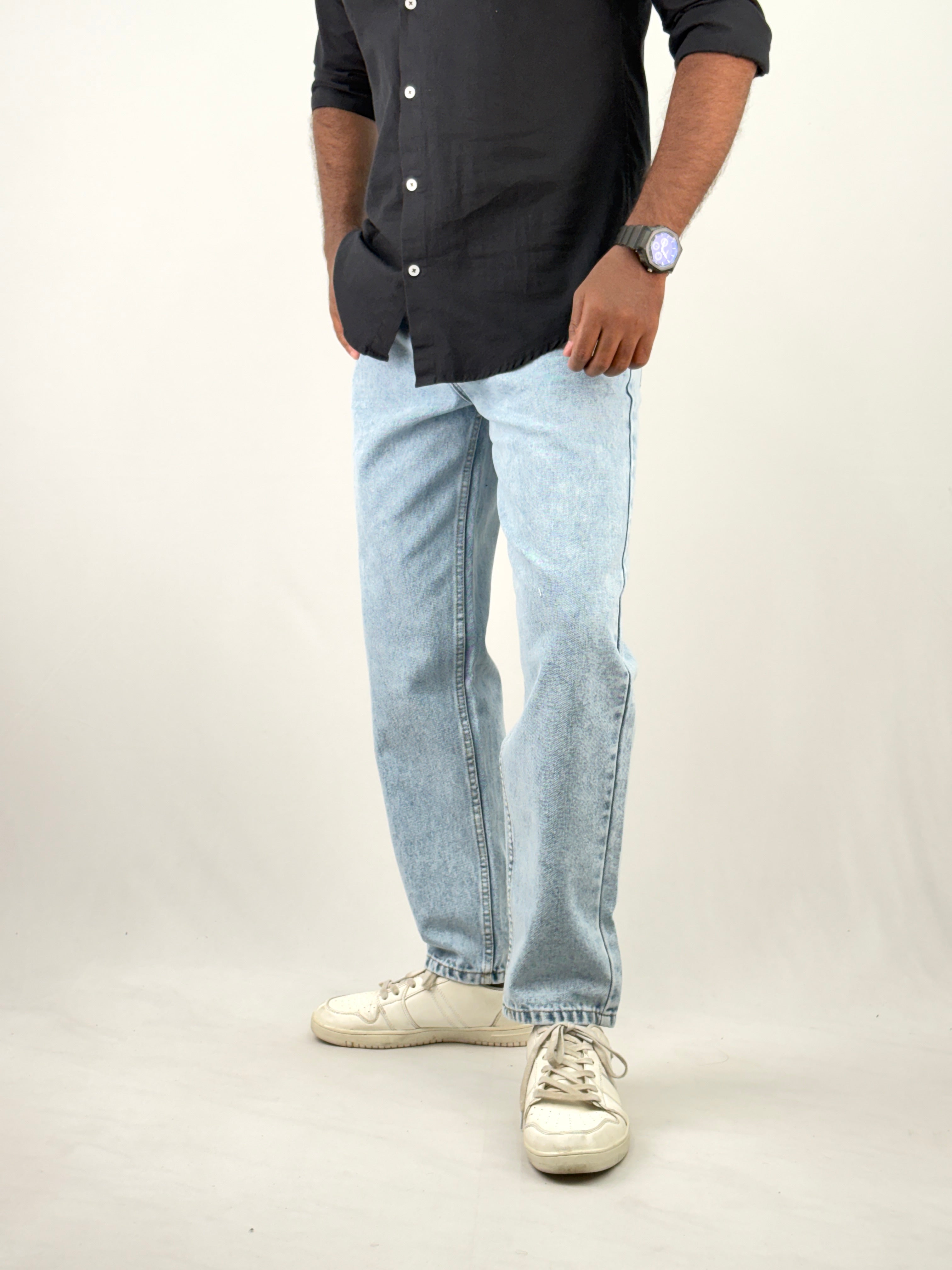 Ice Blue Acid Wash Semi Baggy Jean 2