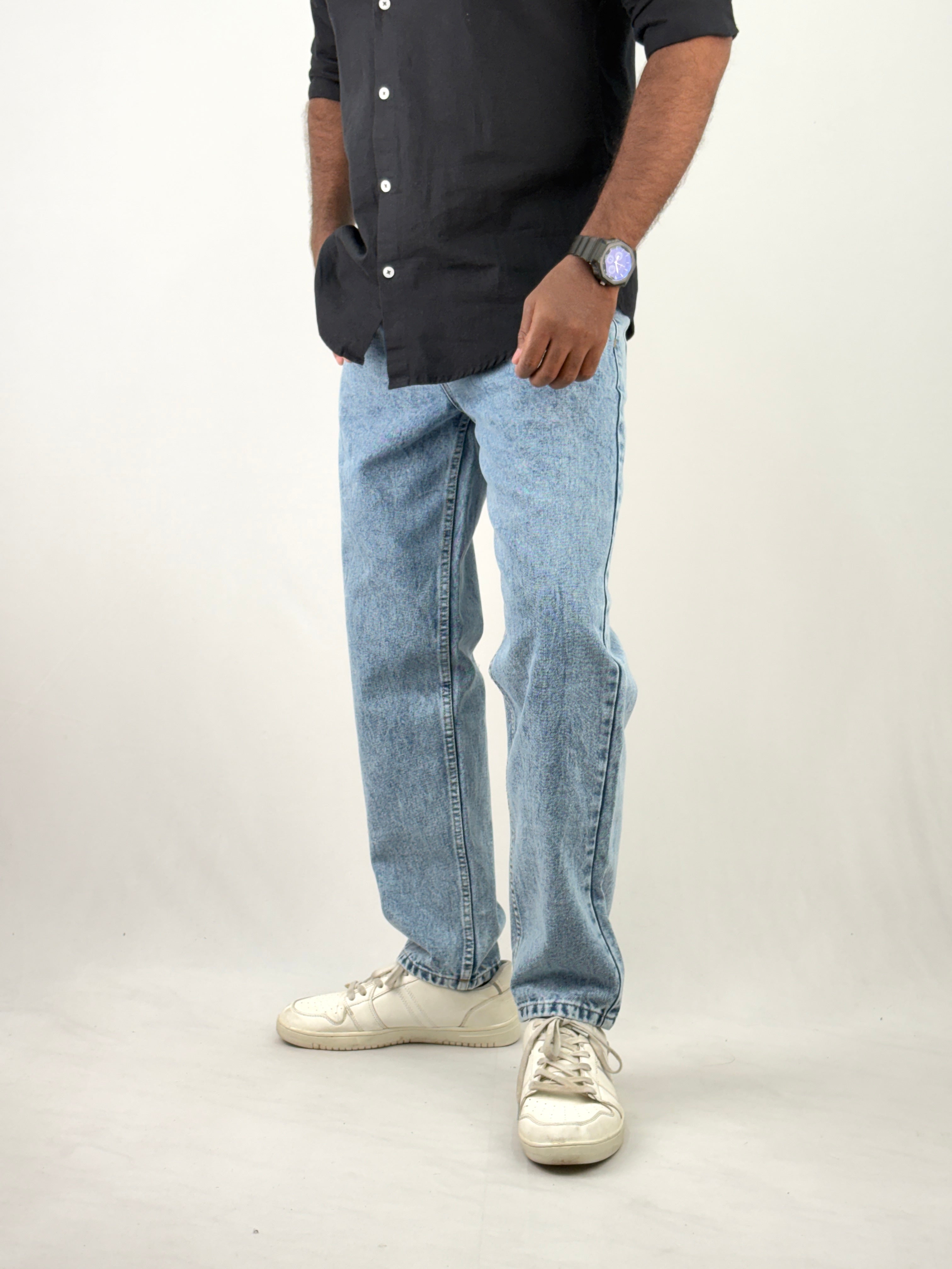 Light Blue Acid Wash Semi Baggy Jean 2