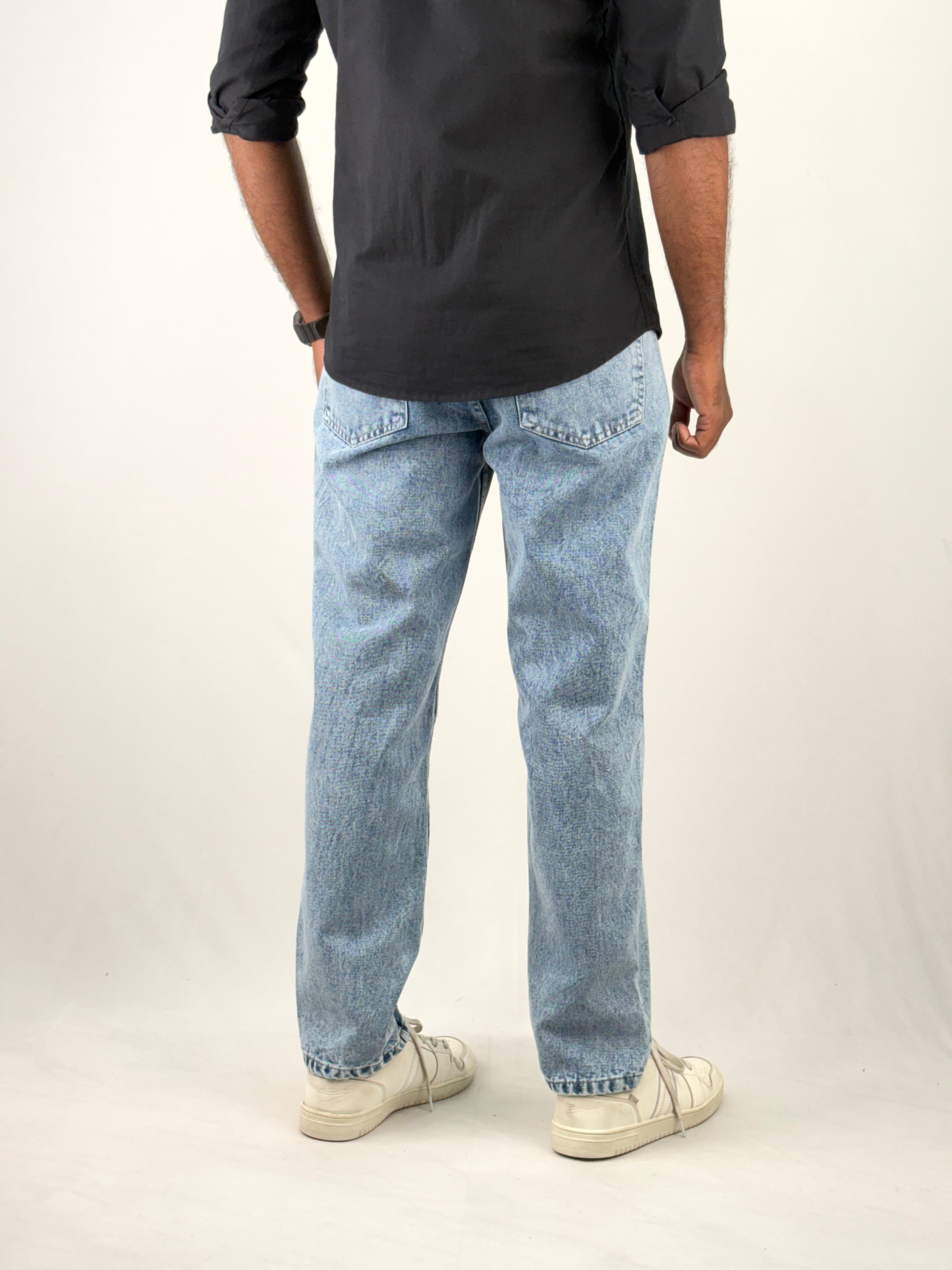 Light Blue Acid Wash Semi Baggy Jean 2