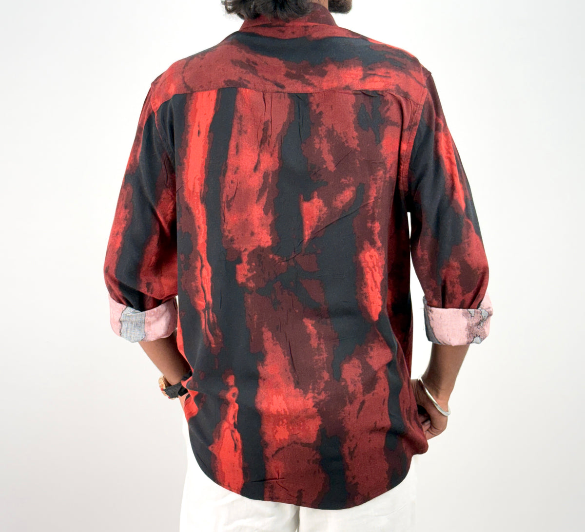 Red Black Viscose Printed Shirt 1