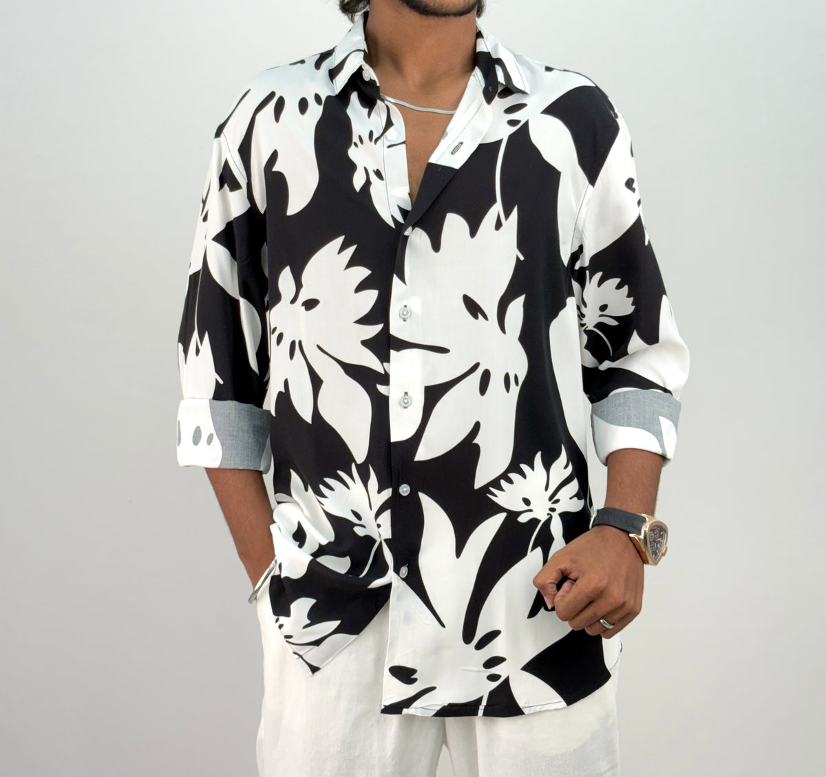 White Viscose Printed Shirt