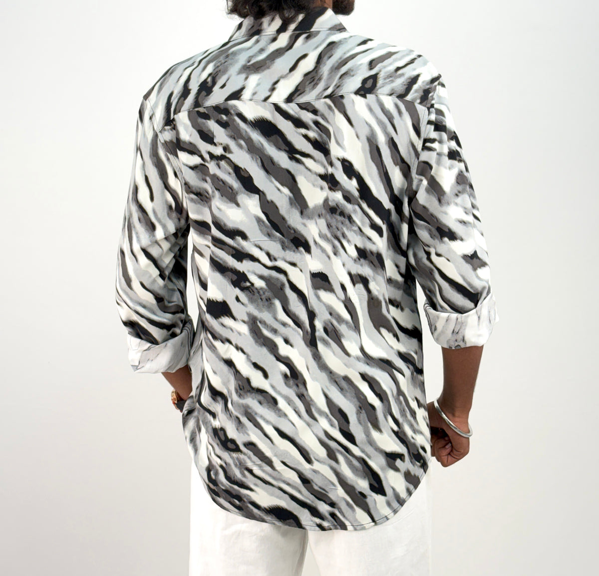 Grey Viscose Printed Shirt