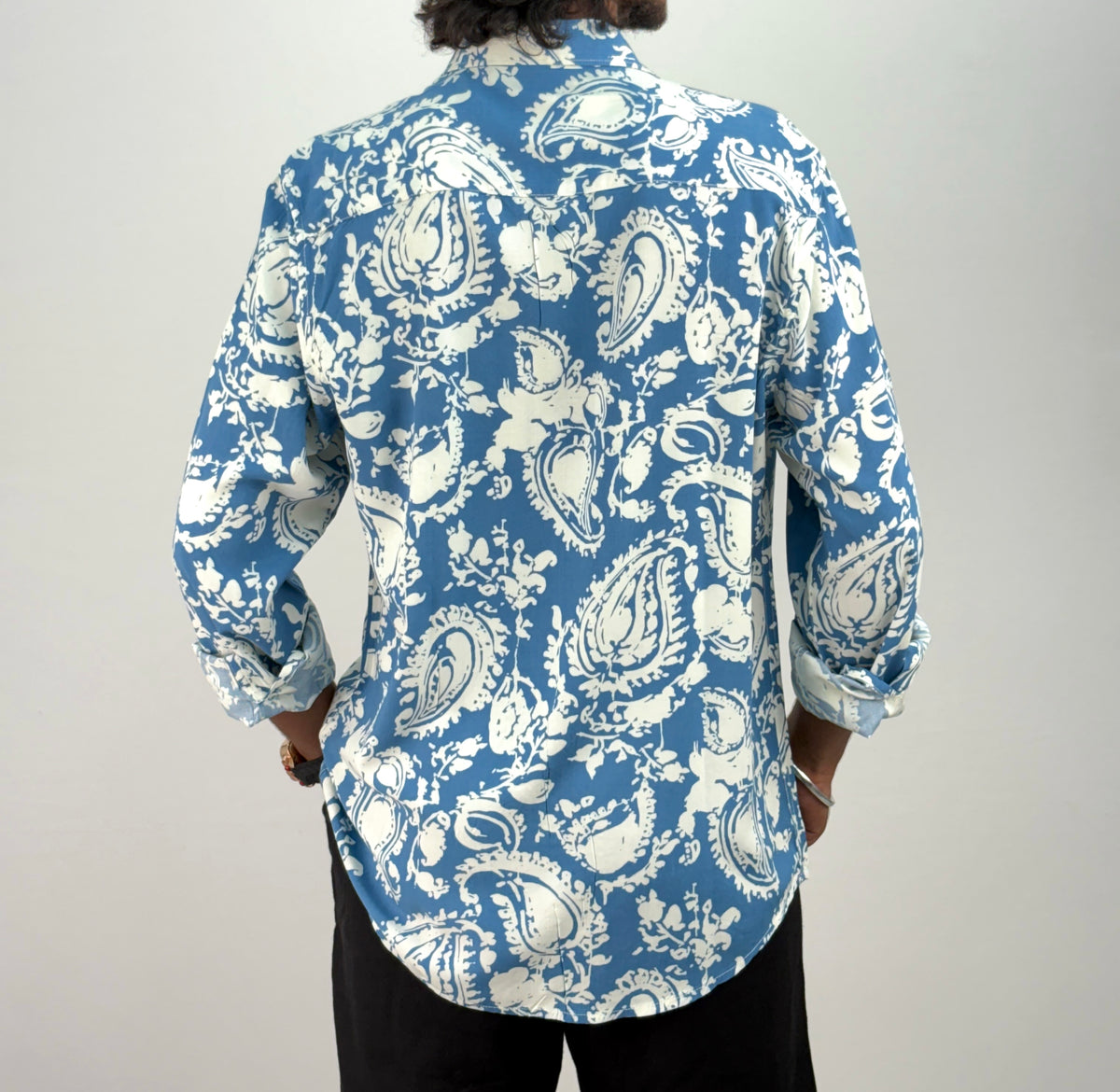 Blue Viscose Printed Shirt 1