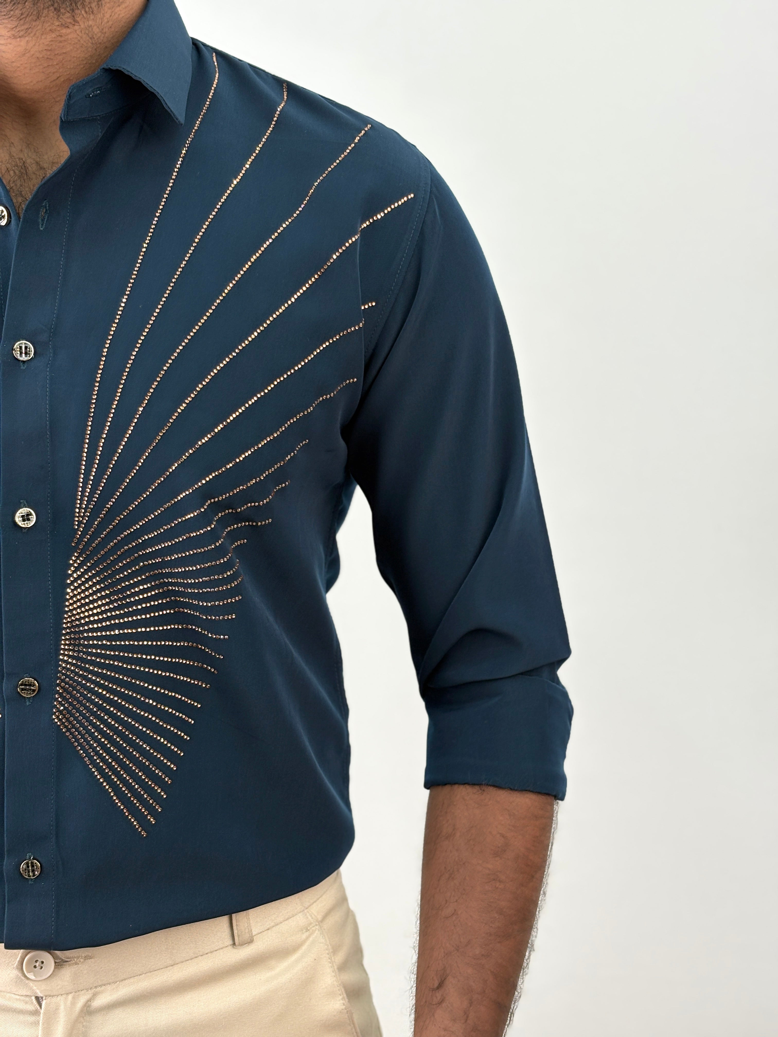 Peacock Designer Stone Work Shirt 14