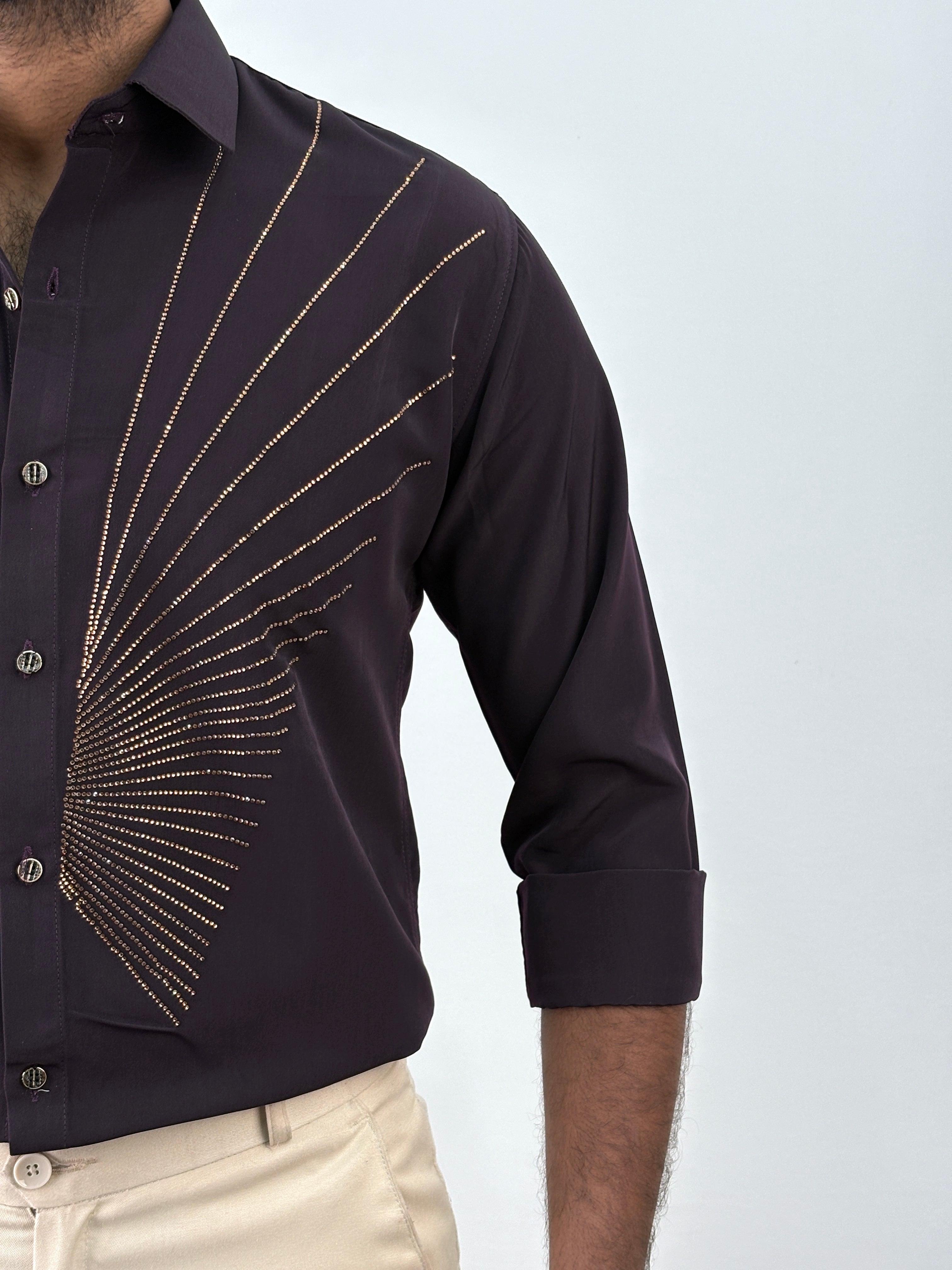 Wine Designer Stone Work Shirt 14