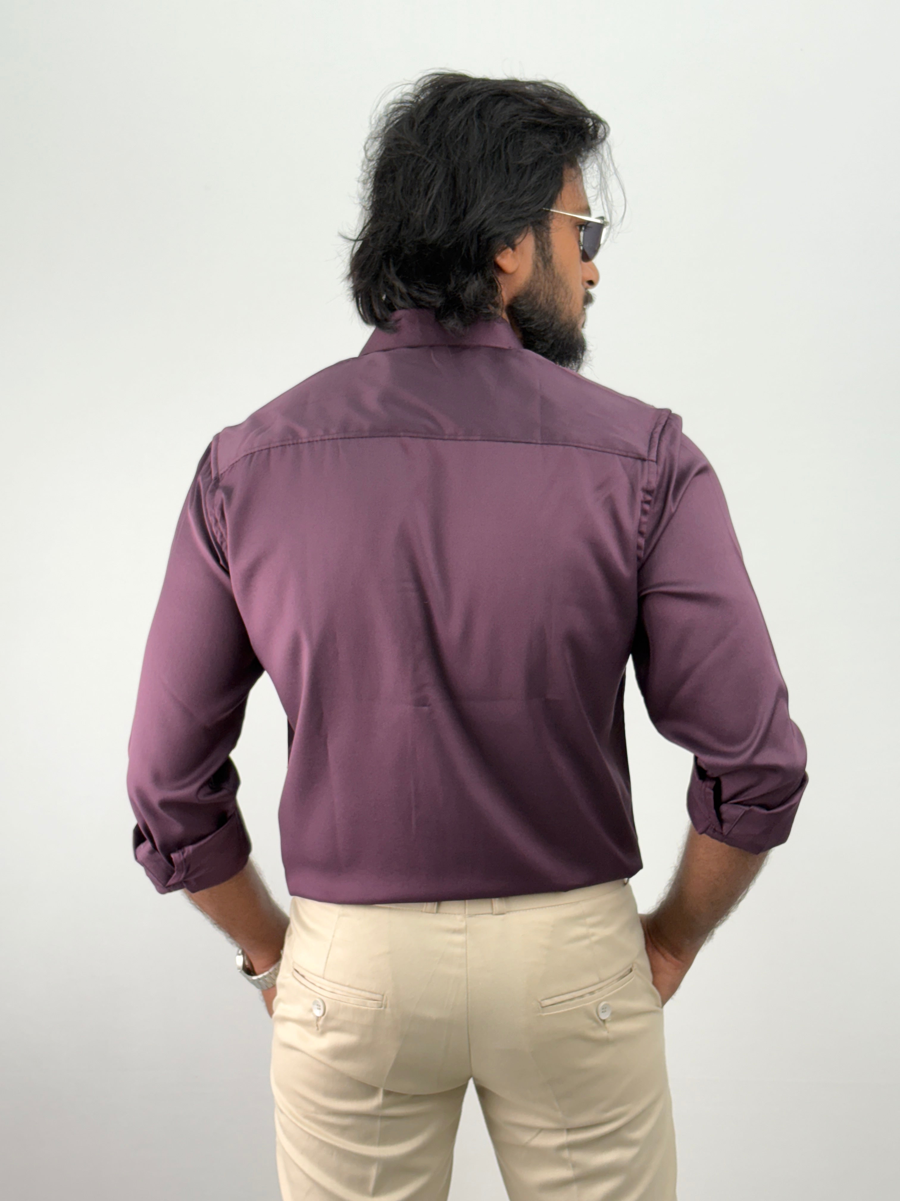 Wine Designer Stone Work Shirt