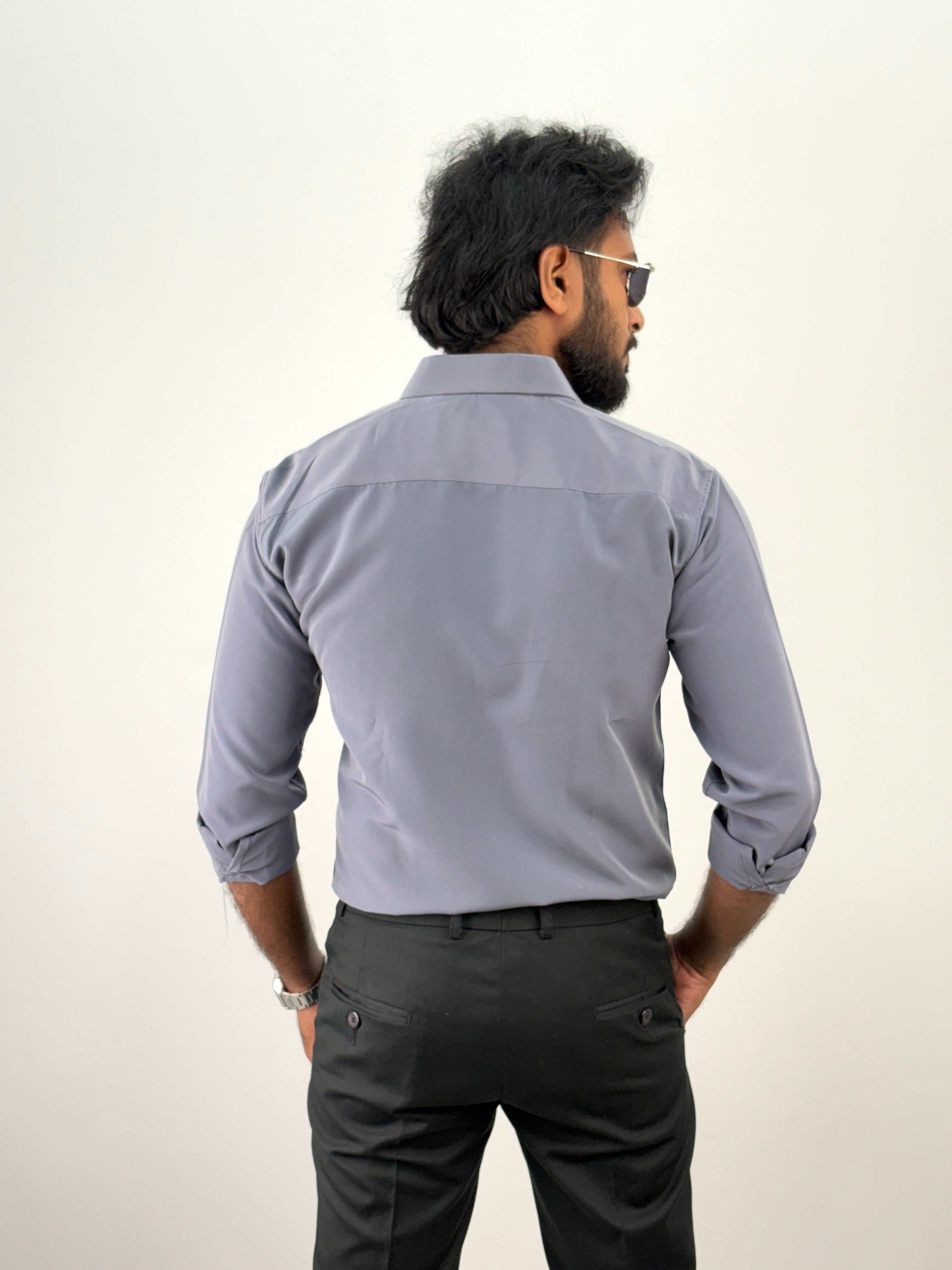 Grey Designer Stone Work Shirt 14