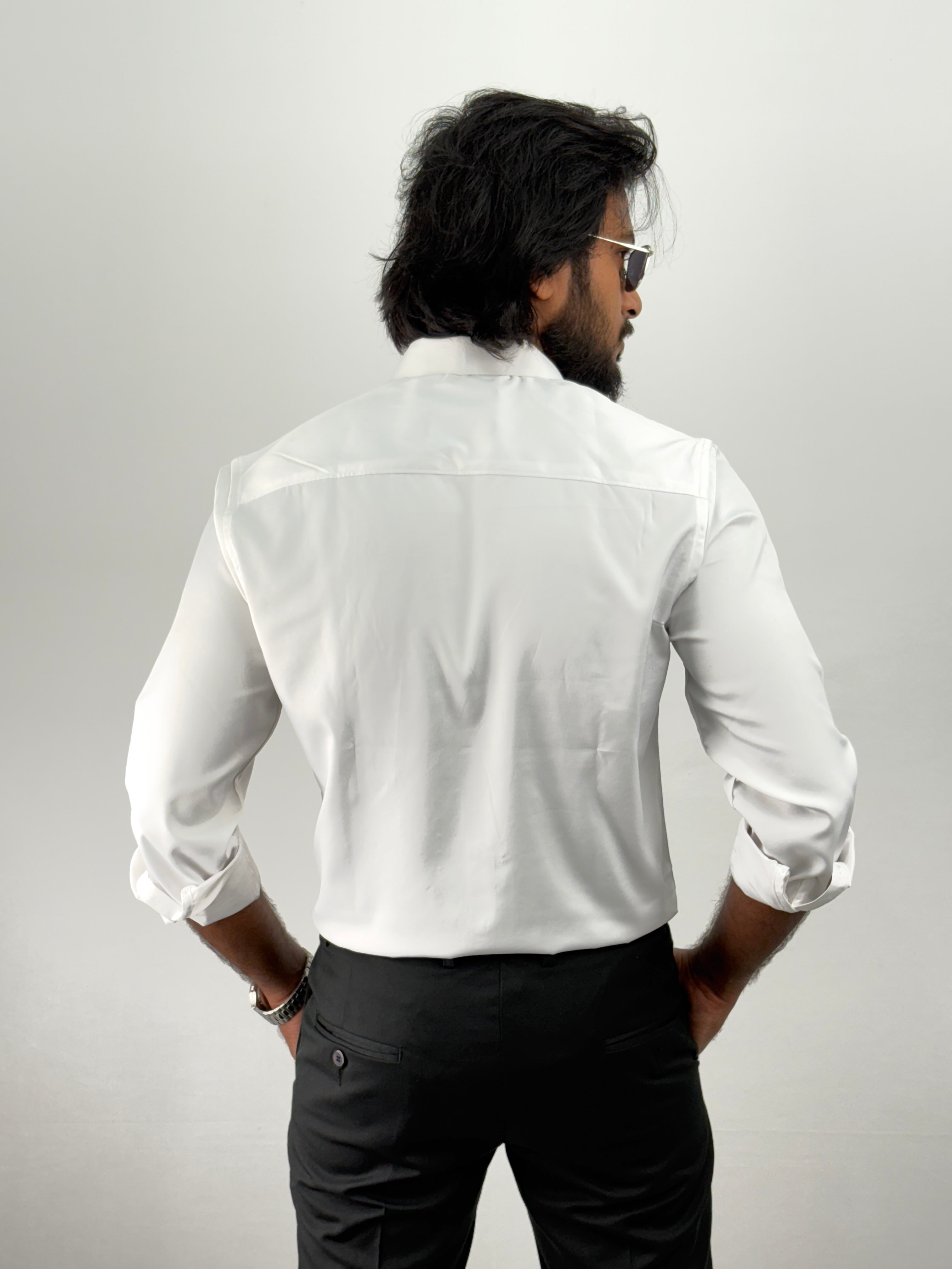 White Designer Stone Work Shirt