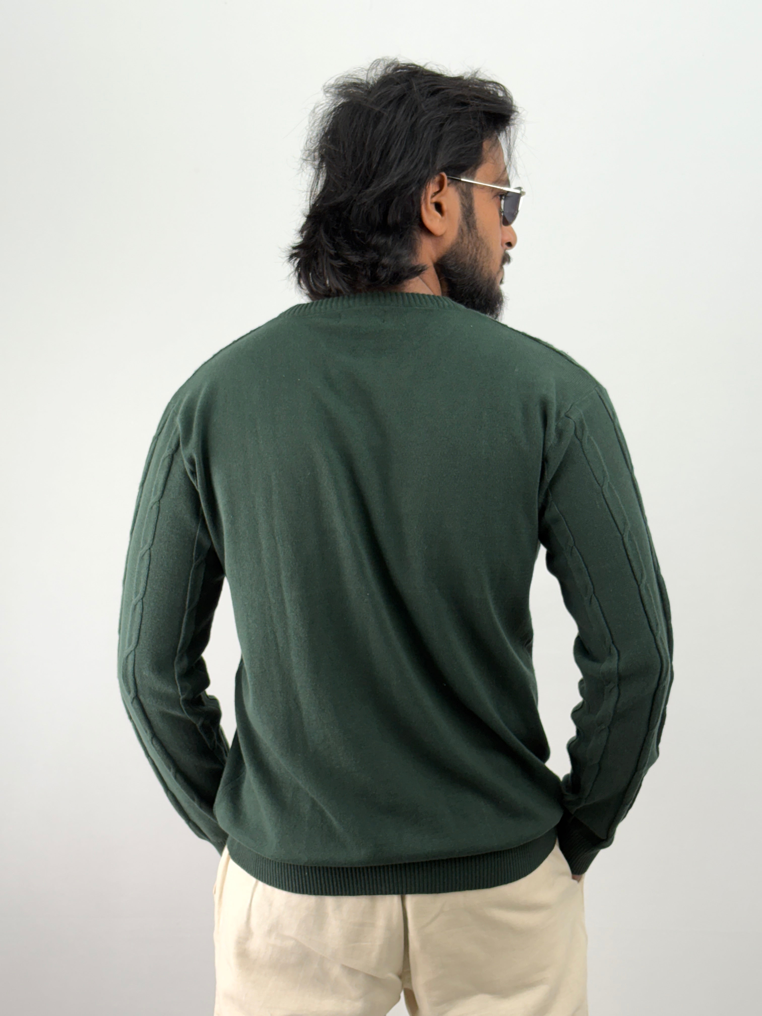 Green Textured Full Sleeve T-Shirt