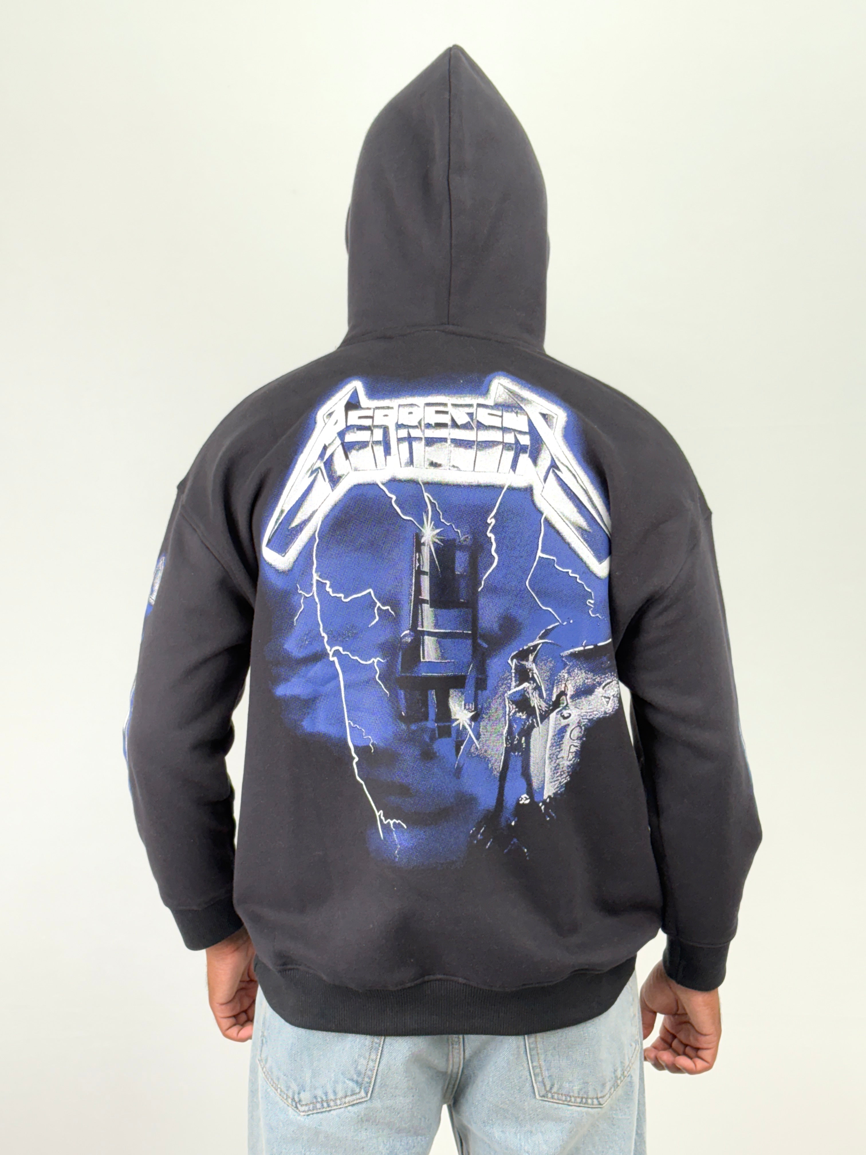 Black Blue Oversized Hoodie