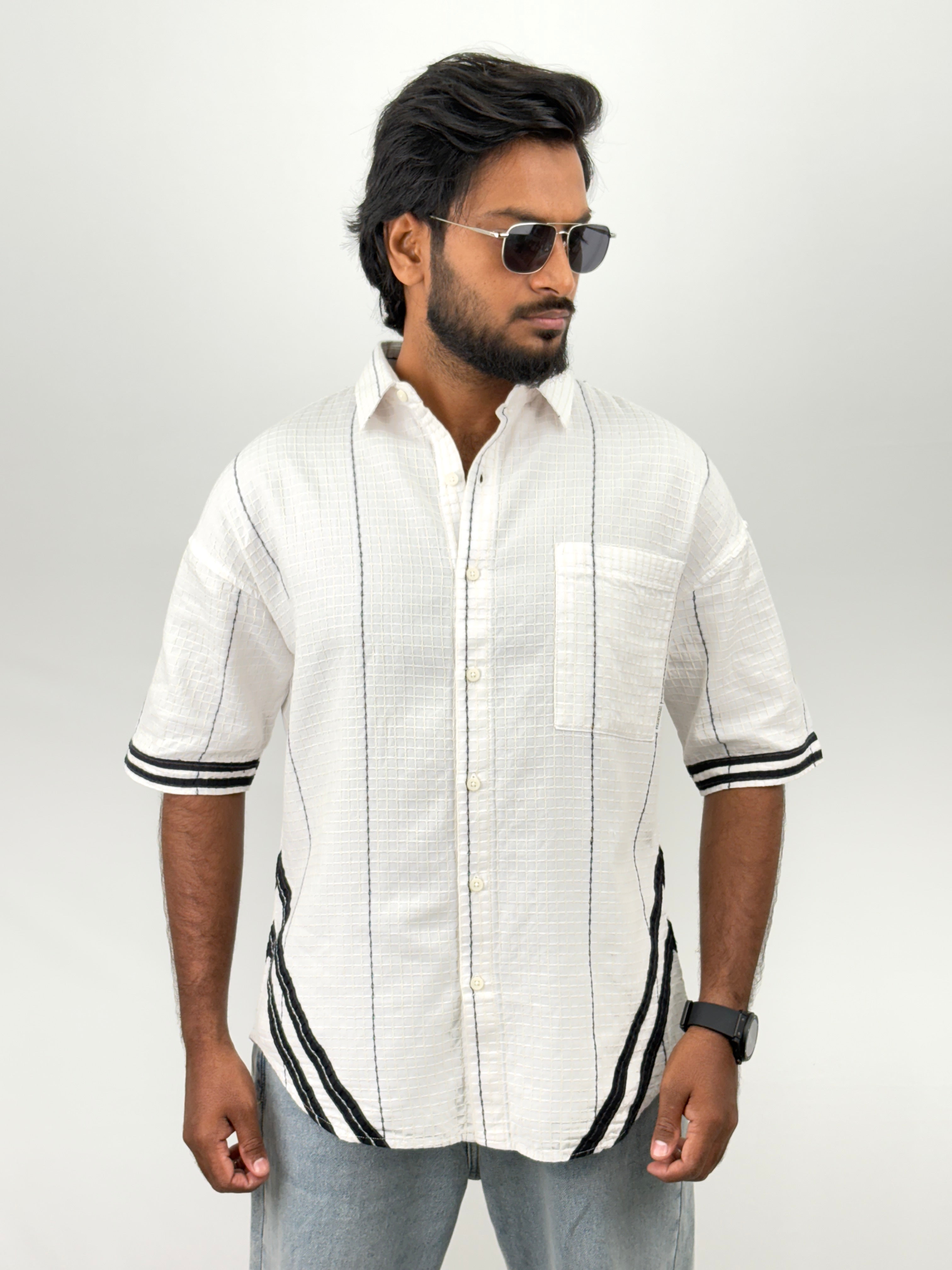 White Oversized Half Sleeve Shirt