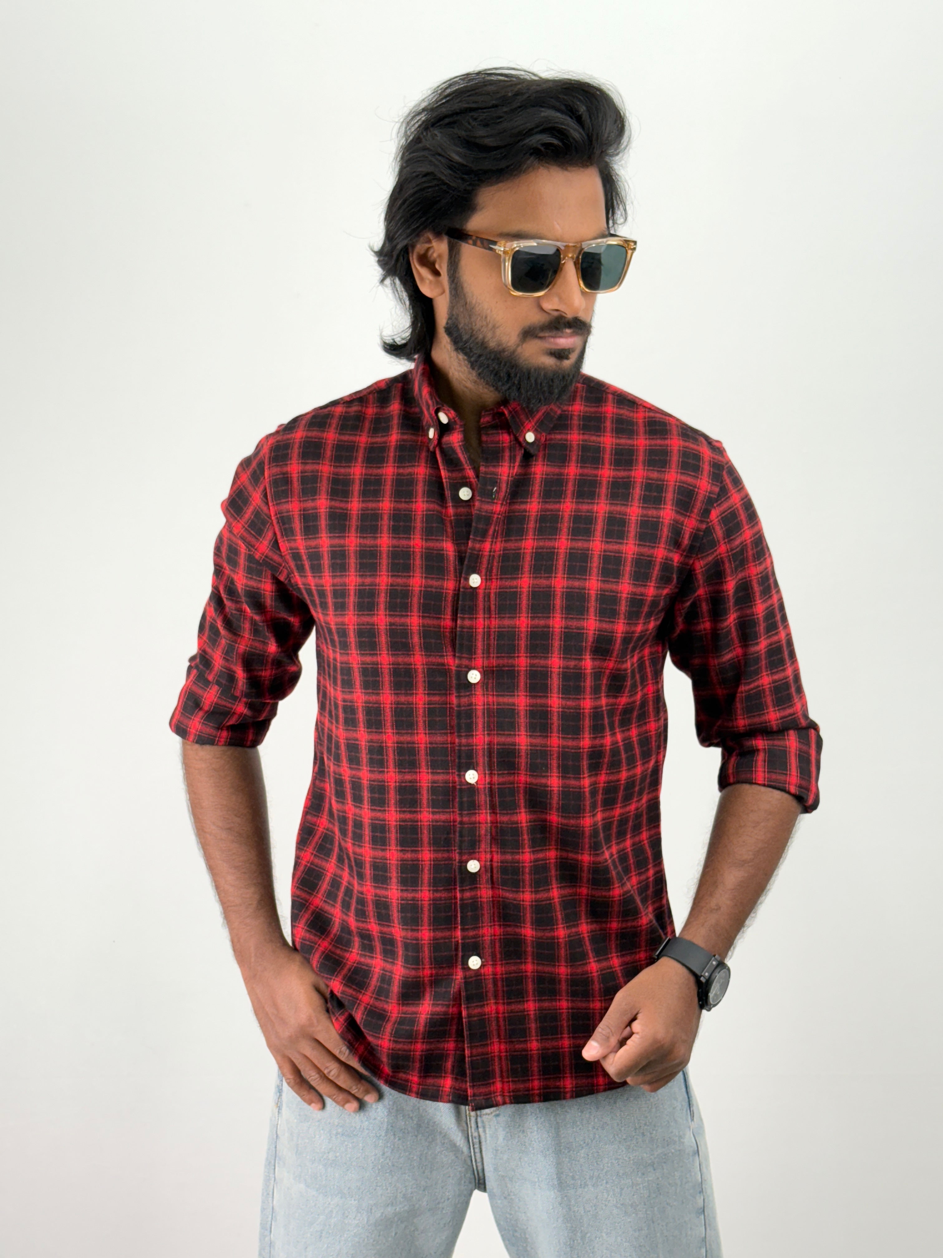 Black Red Flannel Shirt
