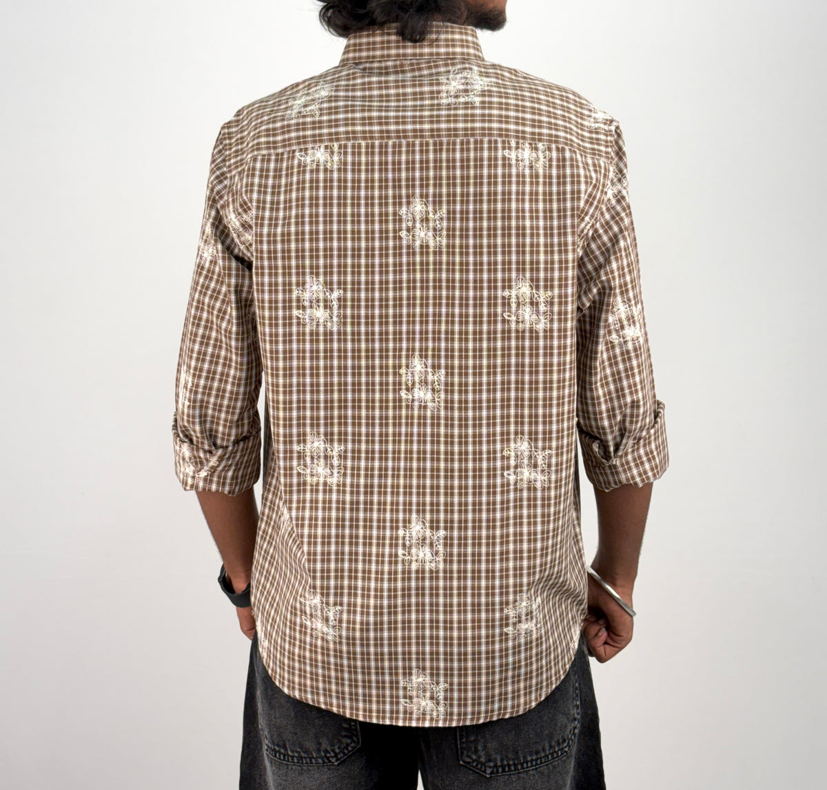 Brown IMP Embroidery Checks Shirt
