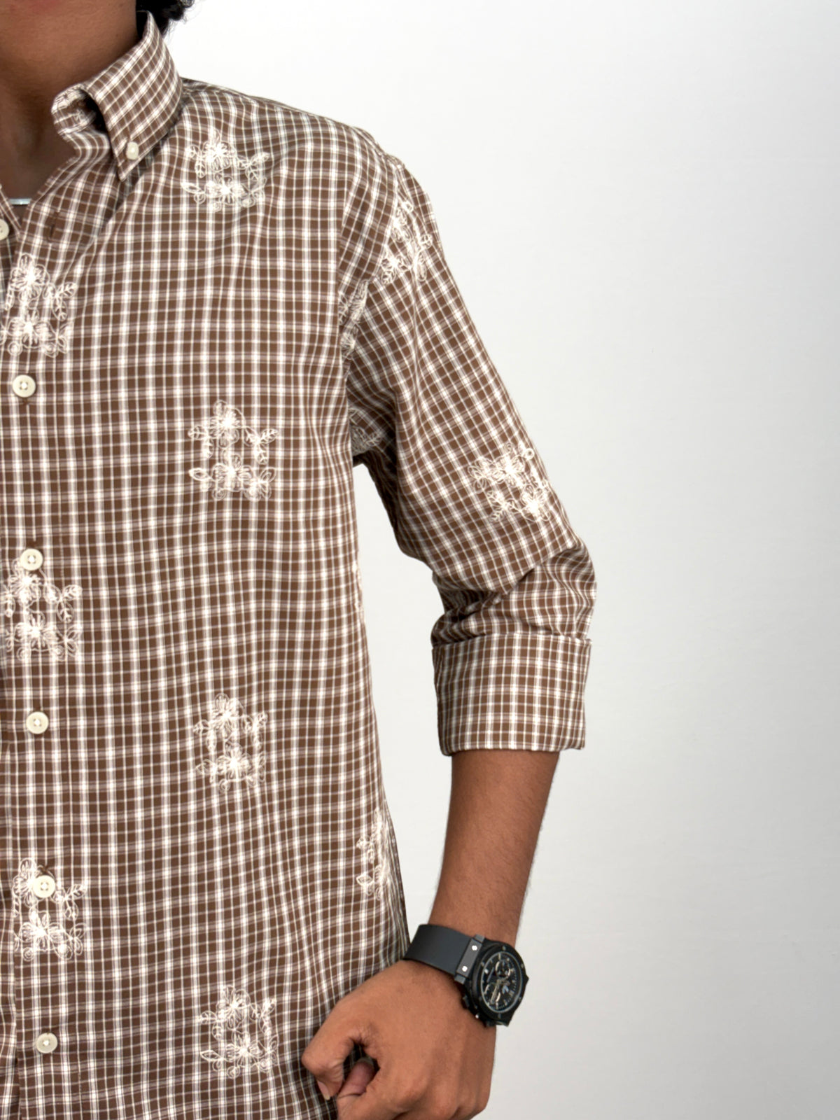 Brown IMP Embroidery Checks Shirt