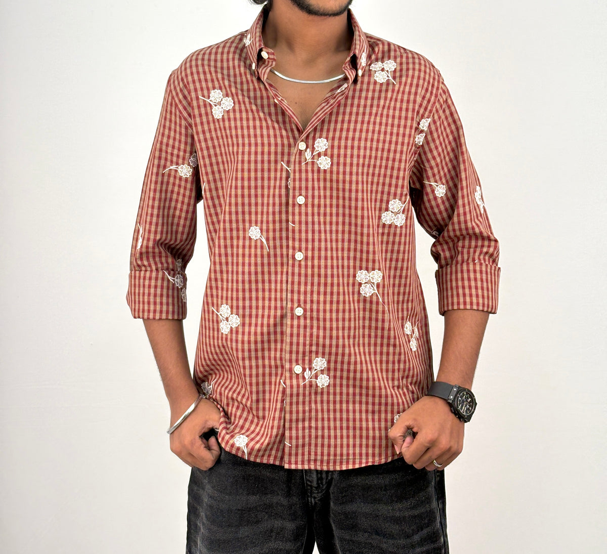 Red IMP Embroidery Checks Shirt