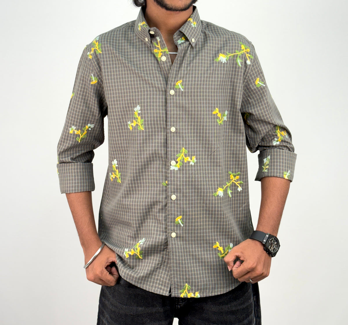 Ash IMP Embroidery Checks Shirt