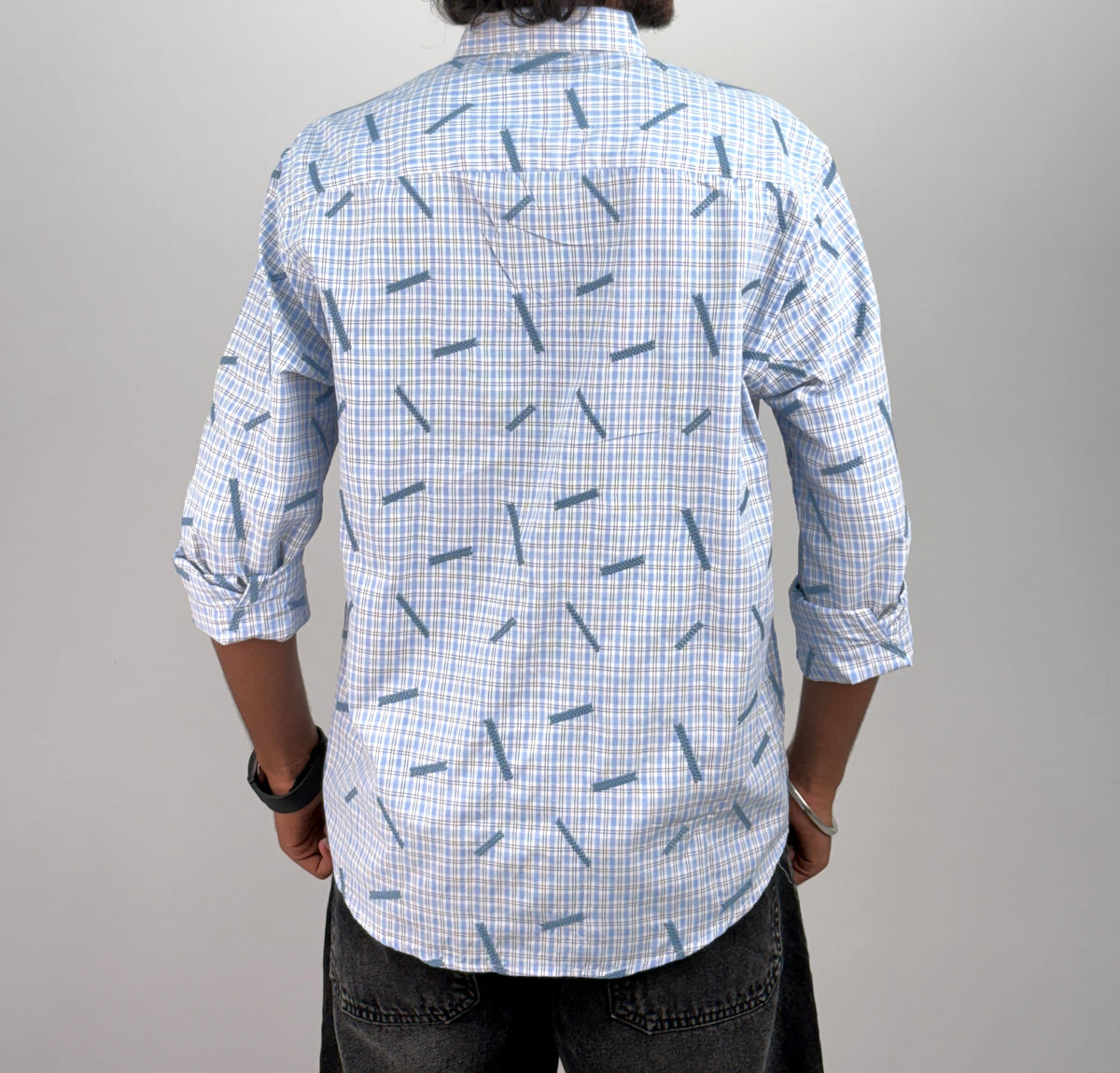Light Blue IMP Embroidery Checks Shirt