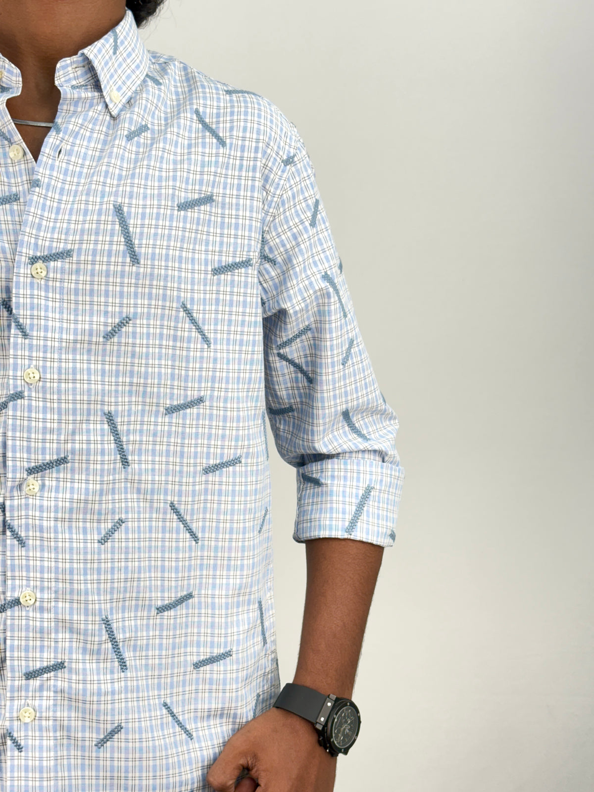 Light Blue IMP Embroidery Checks Shirt