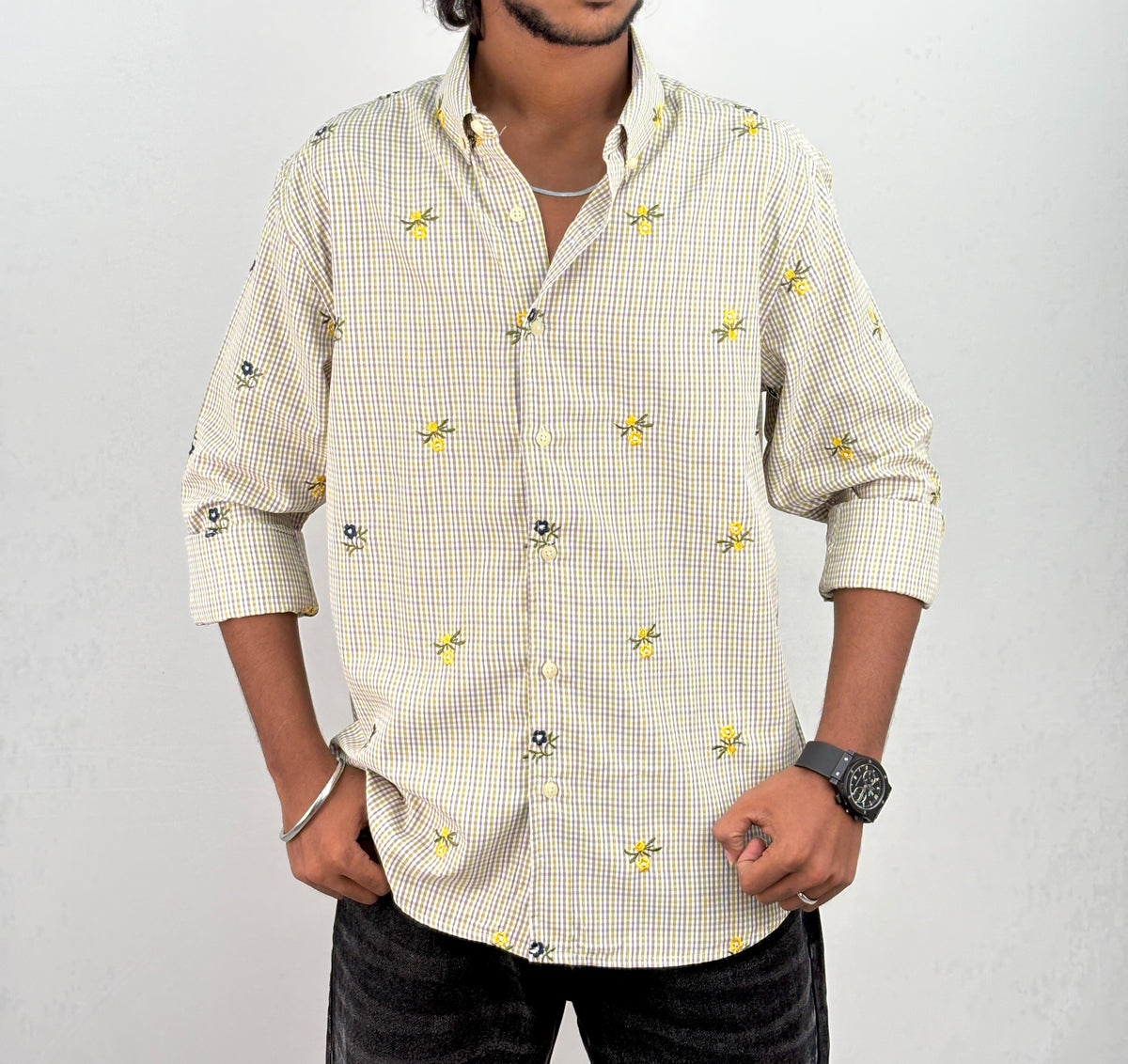 Lime IMP Embroidery Checks Shirt
