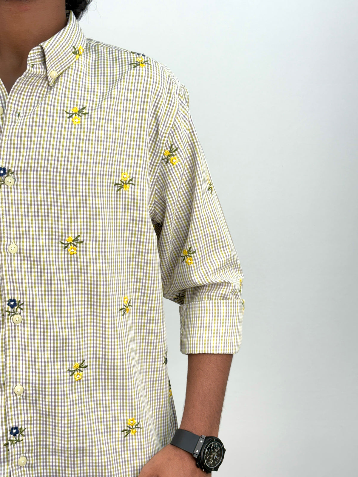 Lime IMP Embroidery Checks Shirt