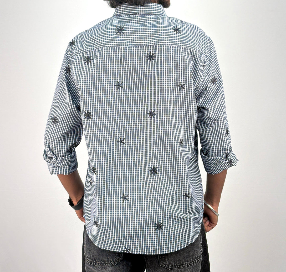 Dark Blue IMP Embroidery Checks Shirt