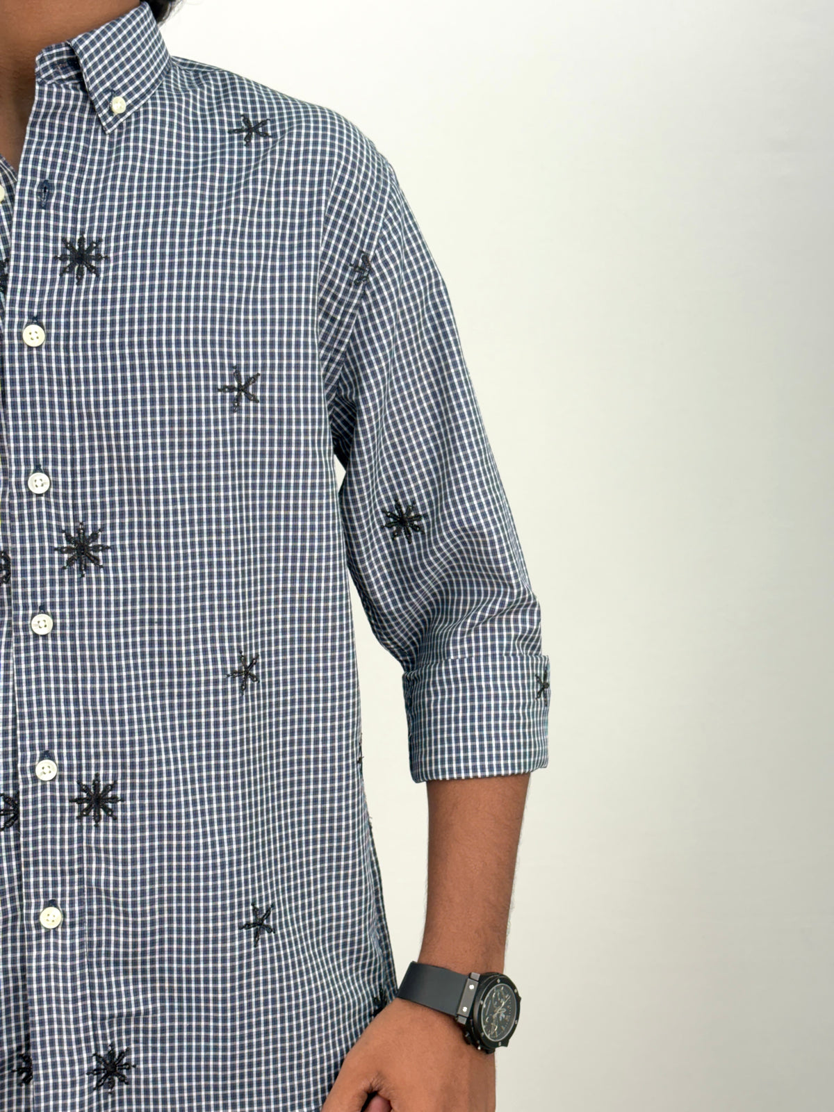 Dark Blue IMP Embroidery Checks Shirt