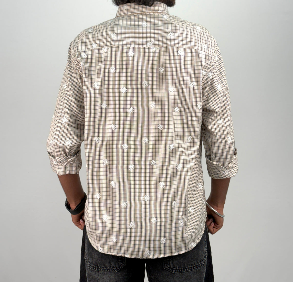 Beige IMP Embroidery Checks Shirt