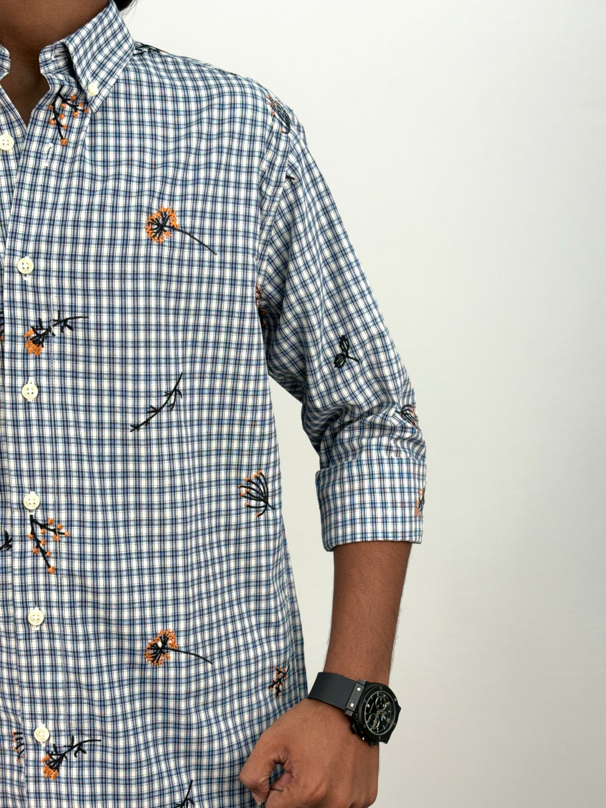 Ink Blue IMP Embroidery Checks Shirt