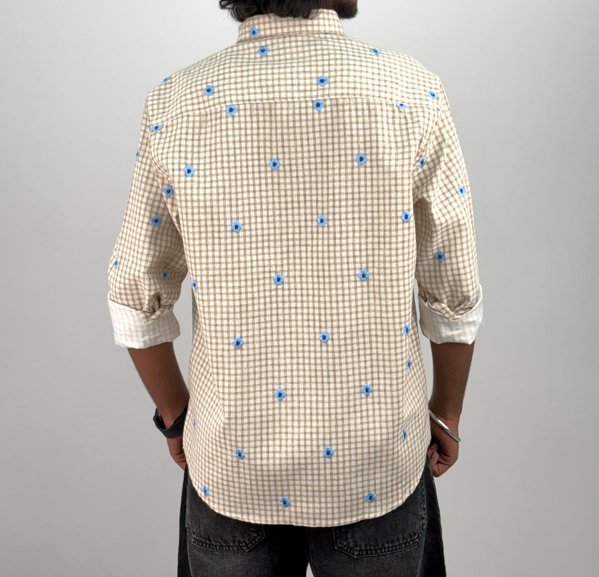 Light Brown IMP Embroidery Checks Shirt