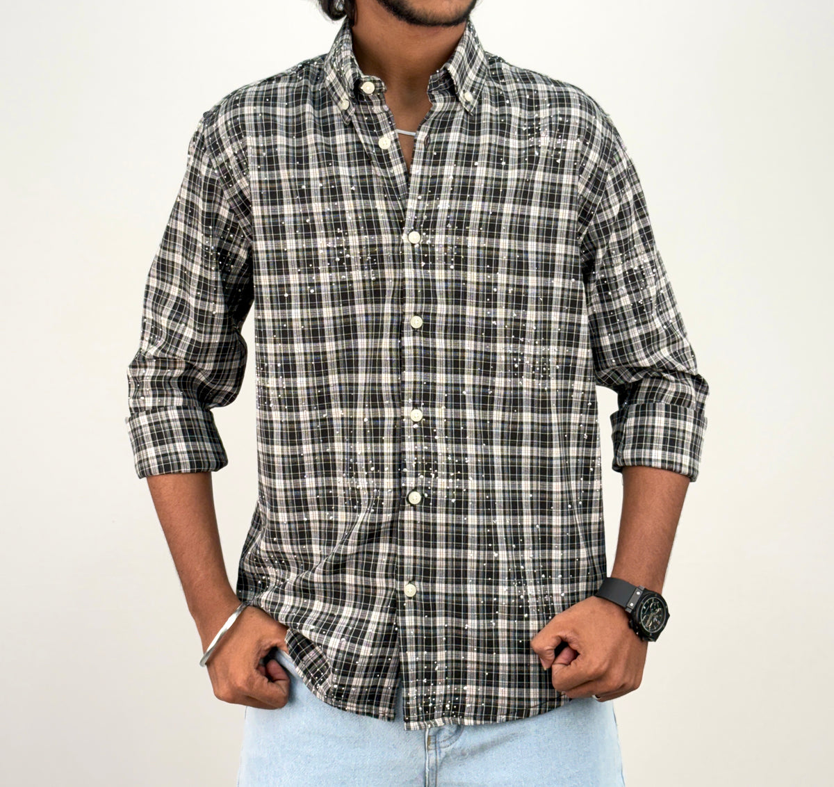 Black Designer Checks Shirt 1