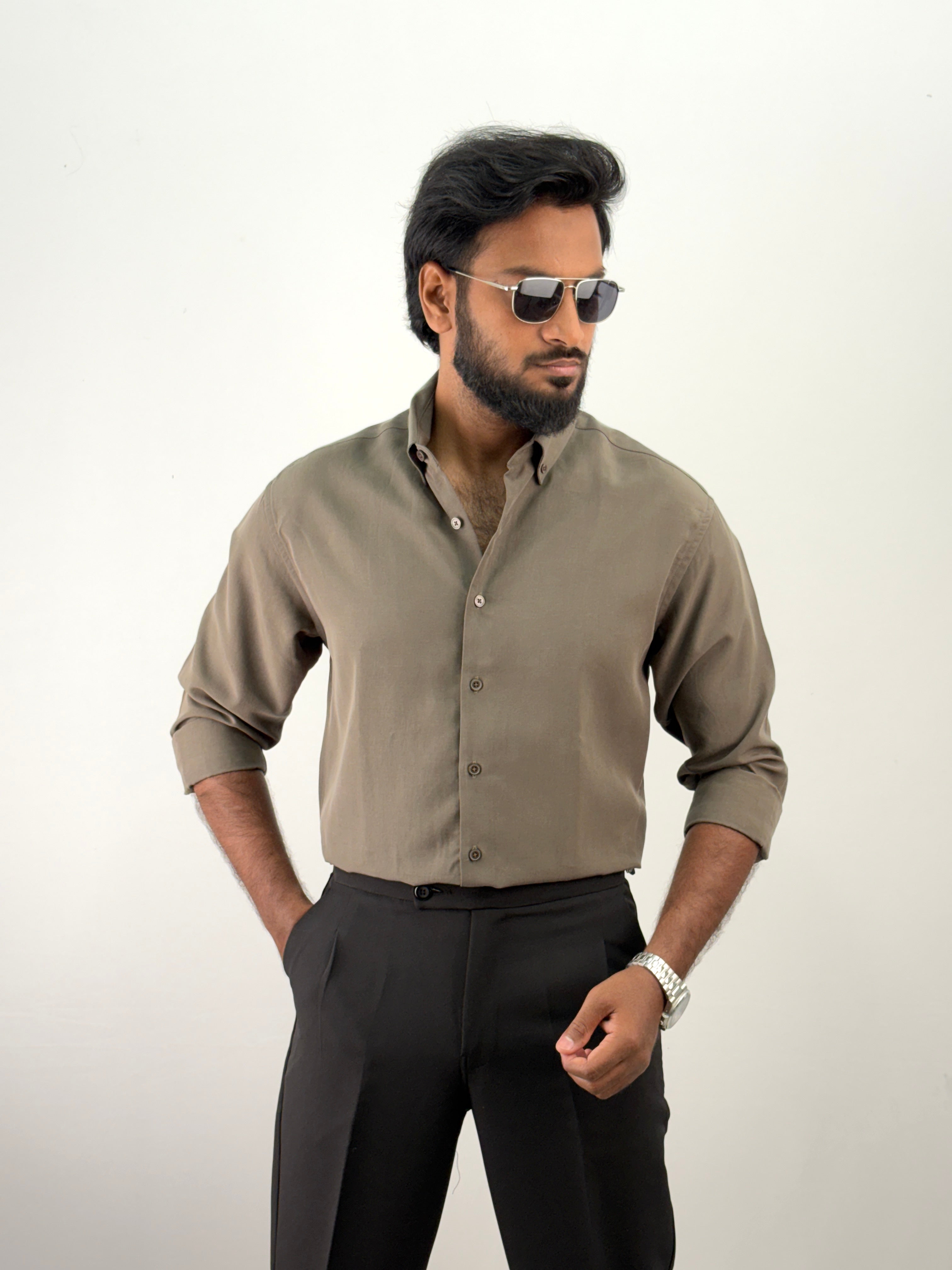Olive IMP Plain Shirt 3