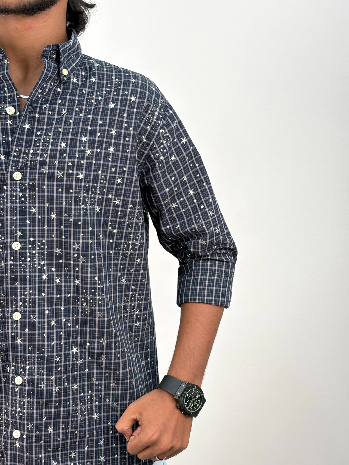 Navy Star Checks Shirt 1