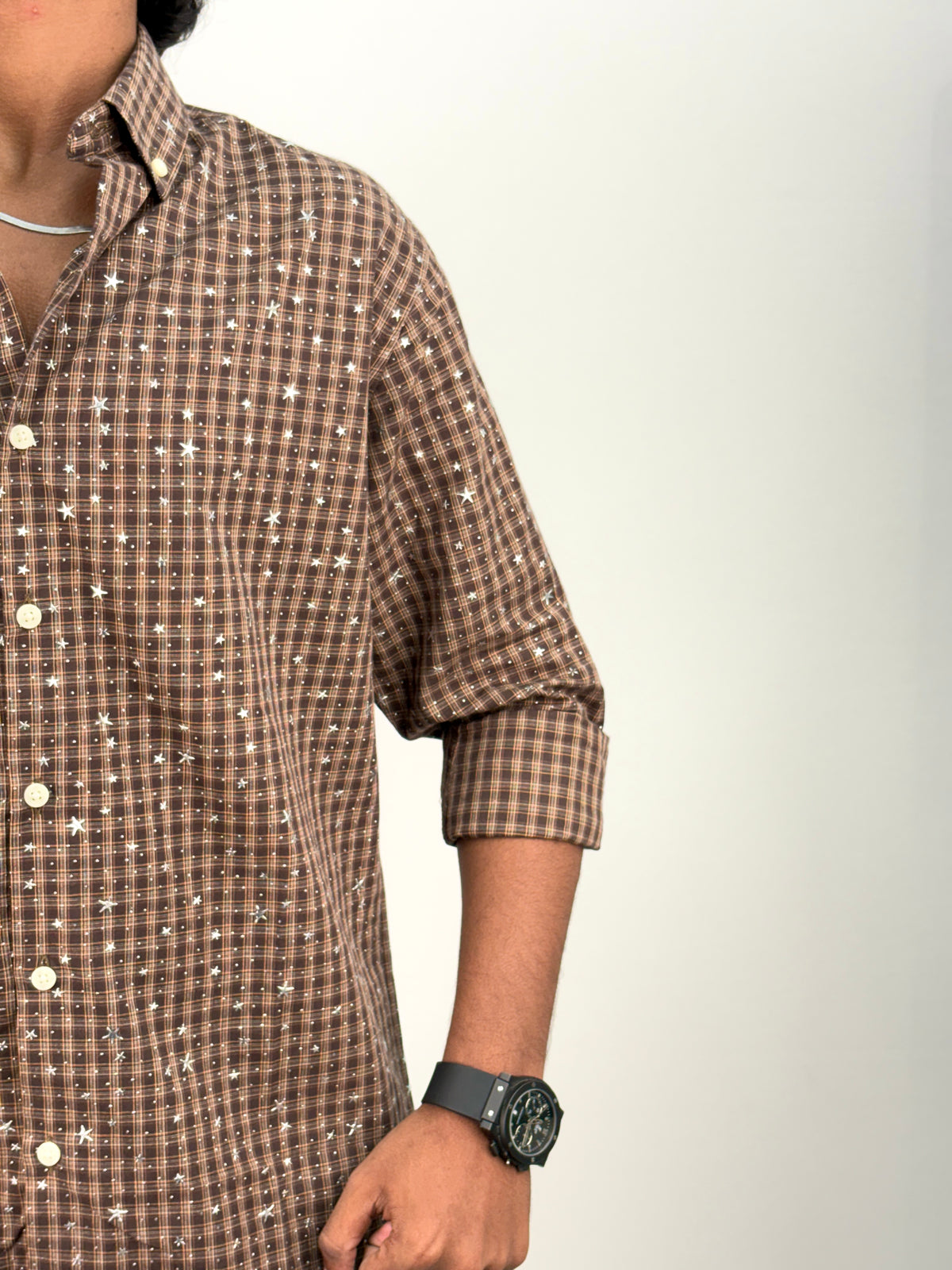 Brown Star Checks Shirt 1