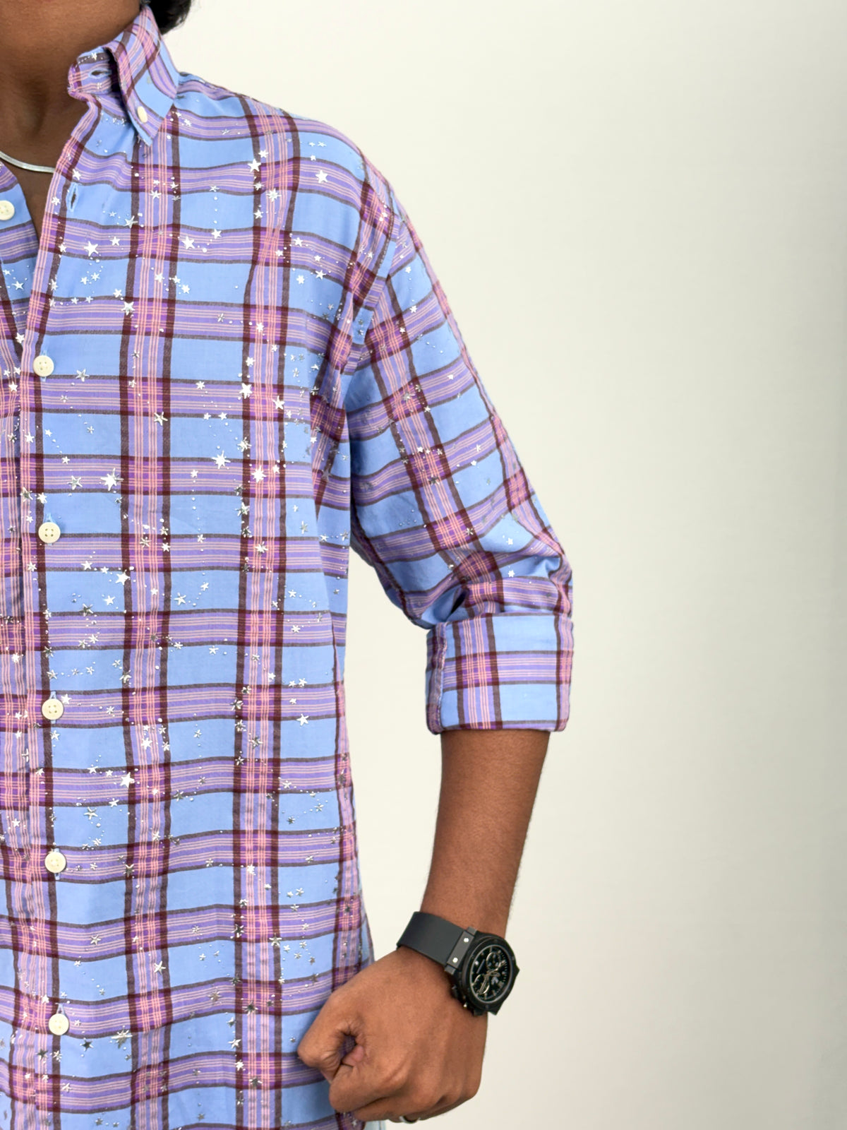Pink Star Checks Shirt 1
