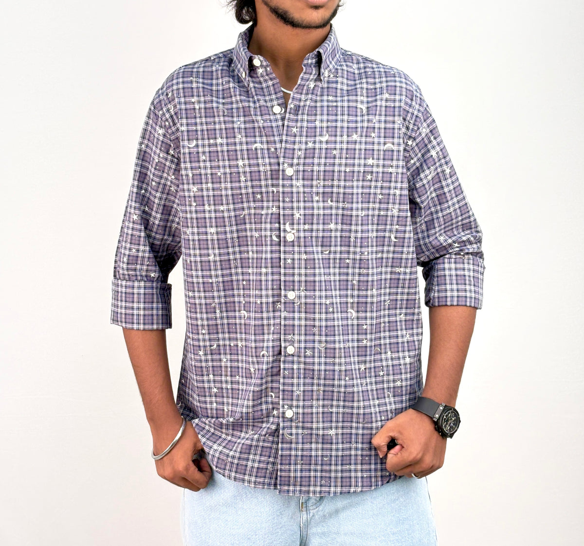 Grey Star Checks Shirt 1