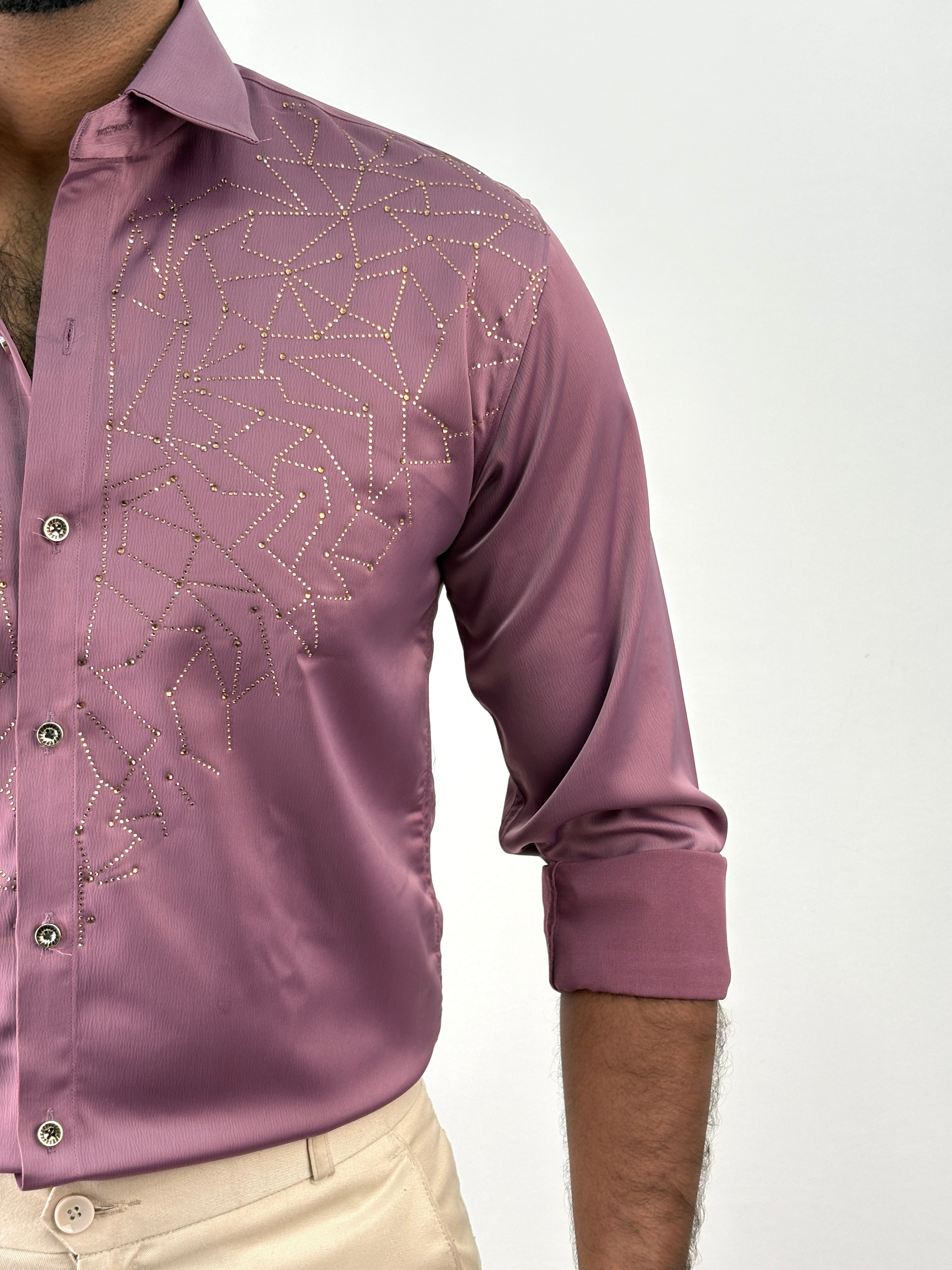 Mauve Designer Stone Work Shirt 15