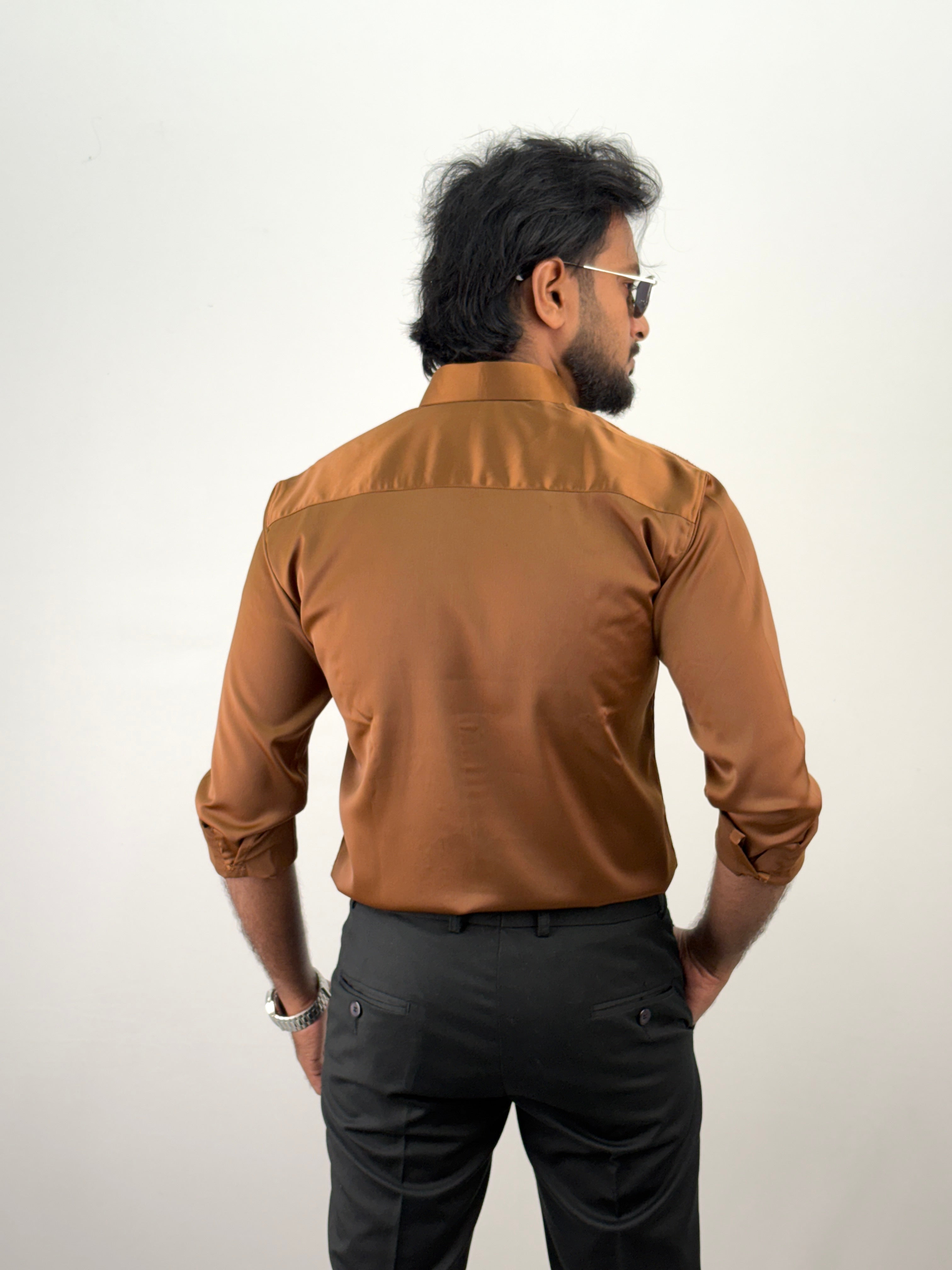 Brown Designer Stone Work Shirt 15