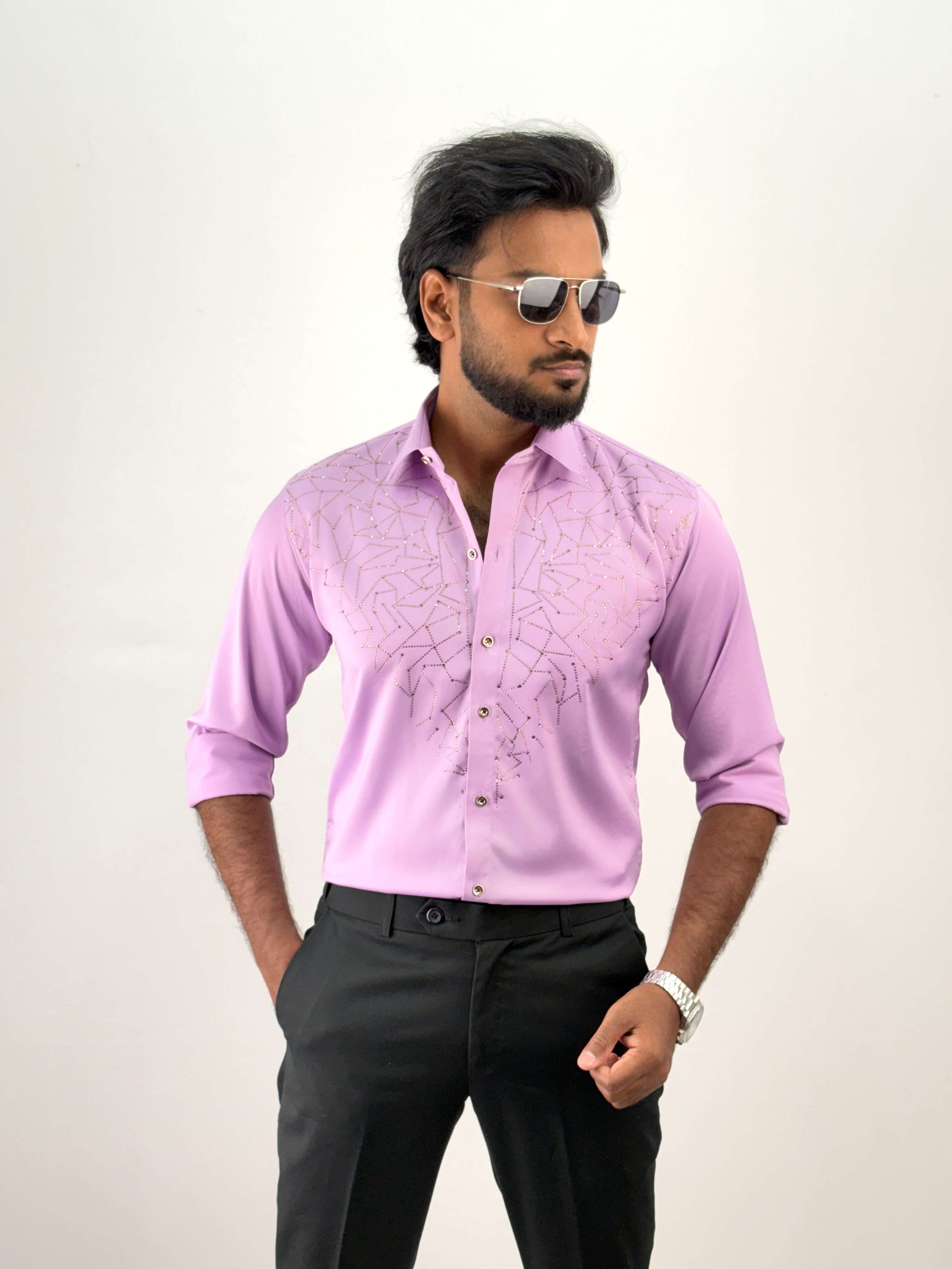 Pink Designer Stone Work Shirt 15