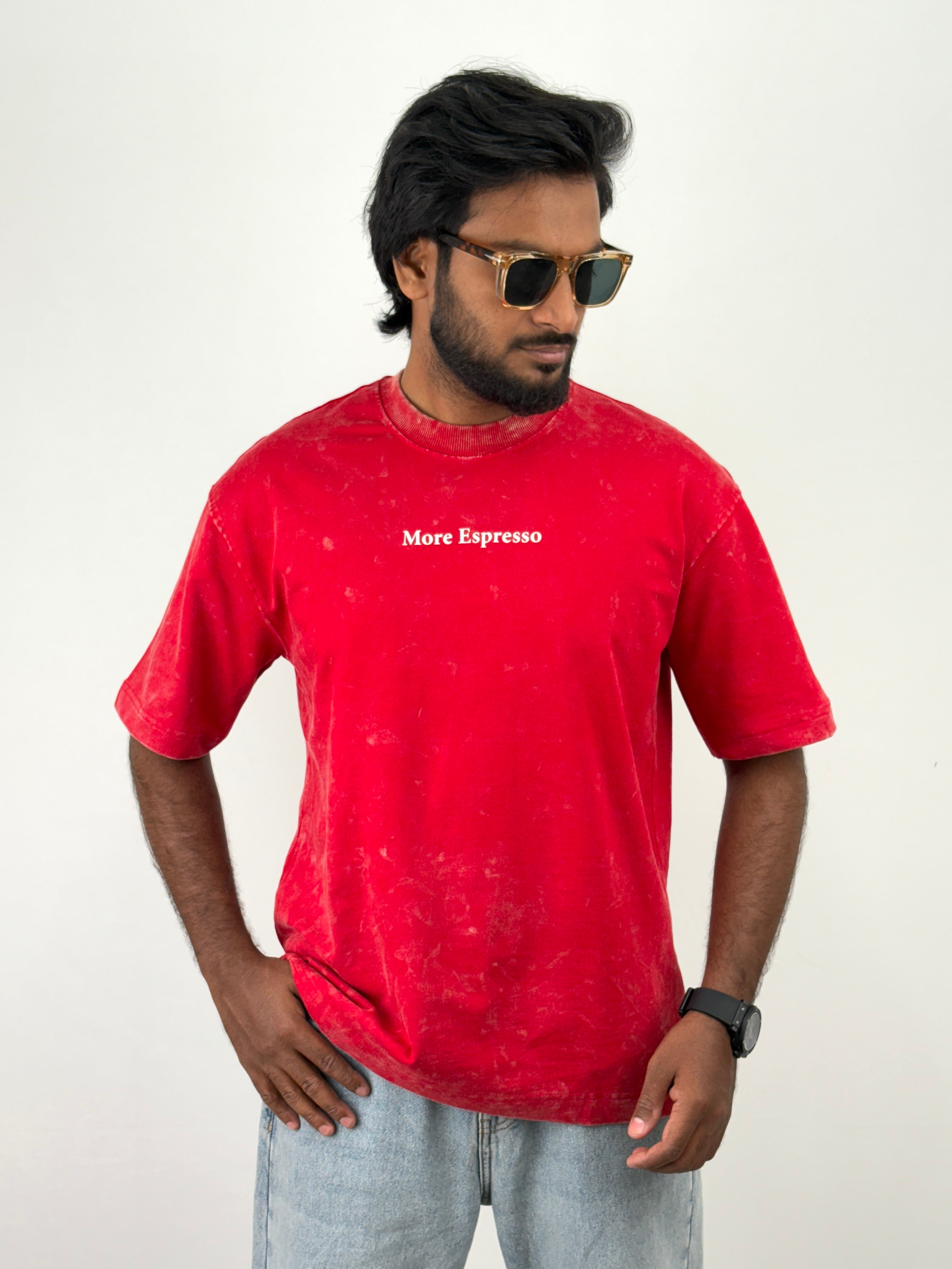 Red Acid Wash Oversized T-Shirt