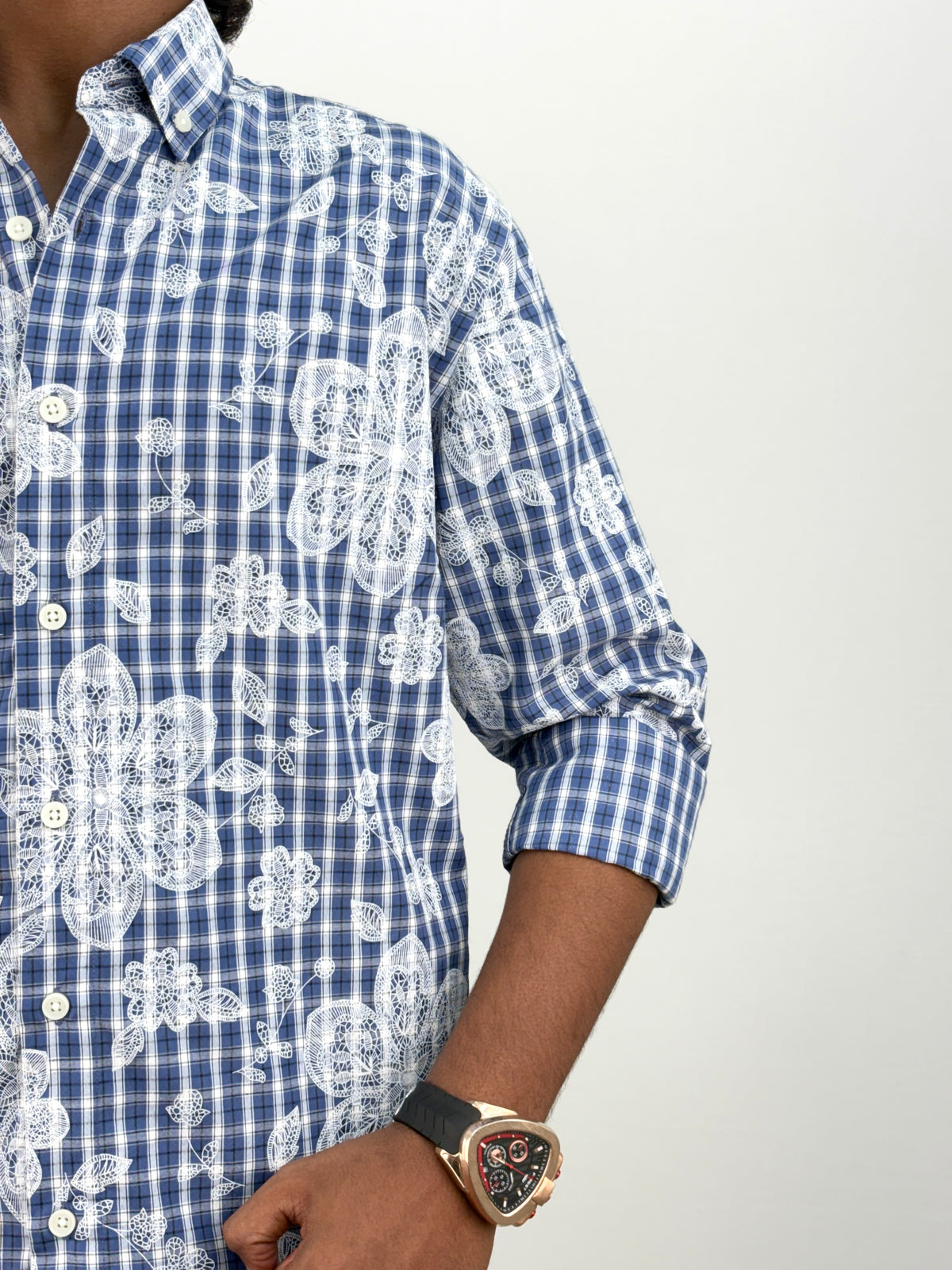 Dark Blue IMP Printed Checks Shirt