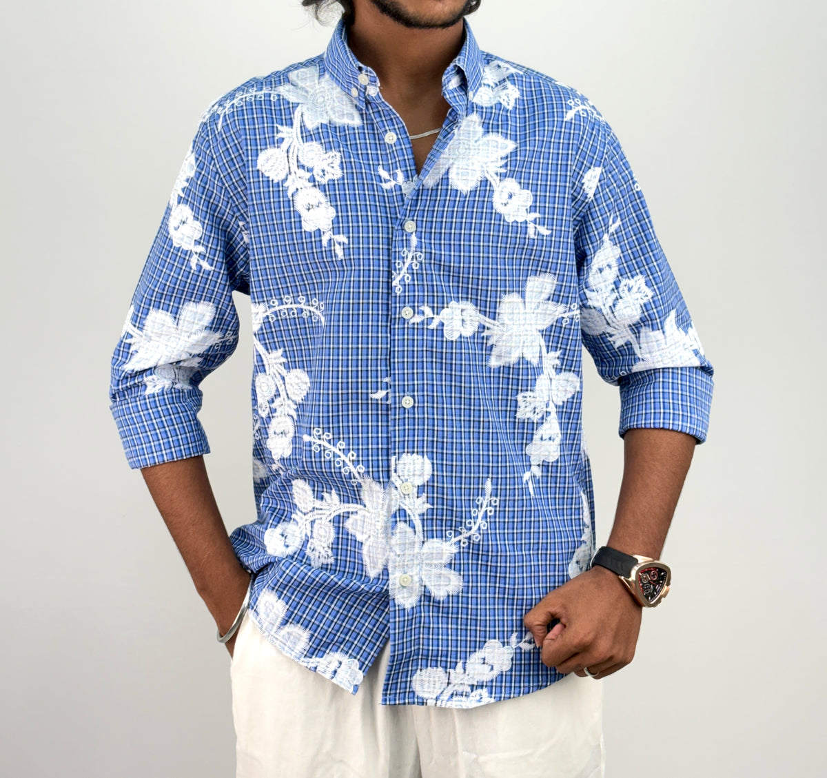Blue IMP Printed Checks Shirt