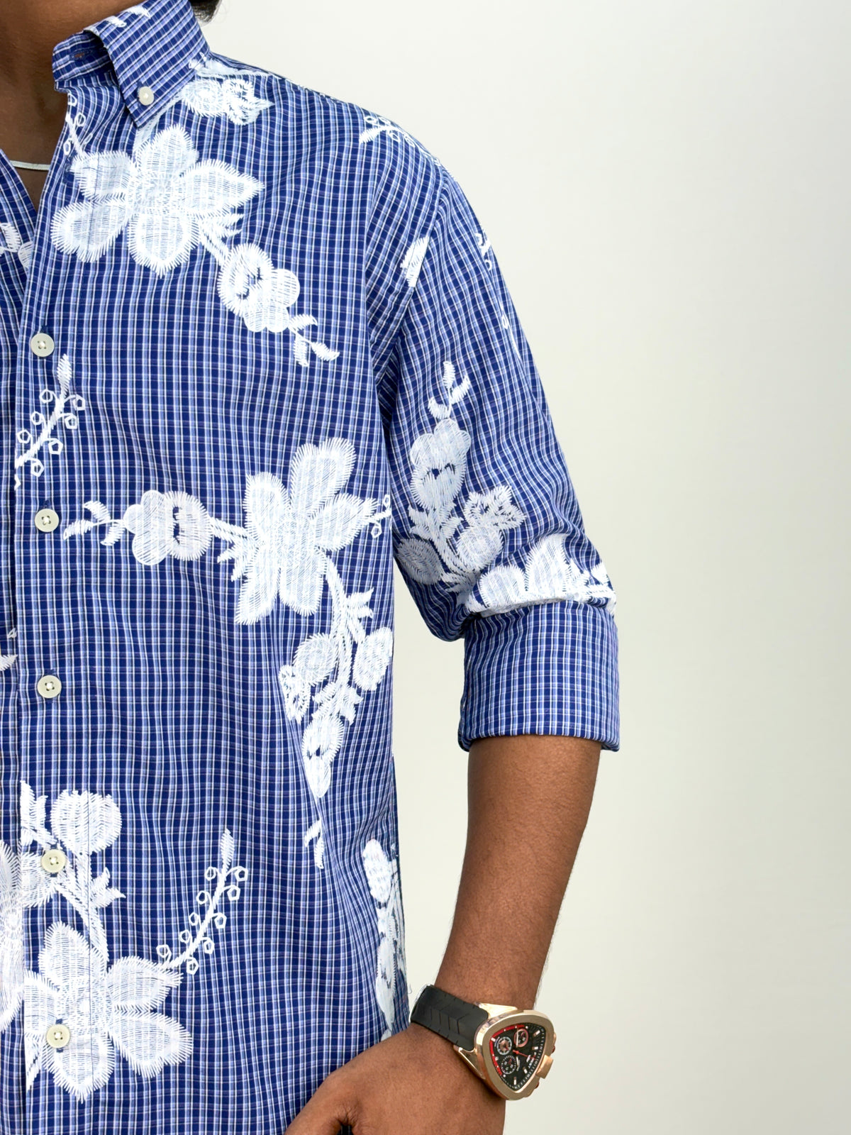 Ink Blue IMP Printed Checks Shirt